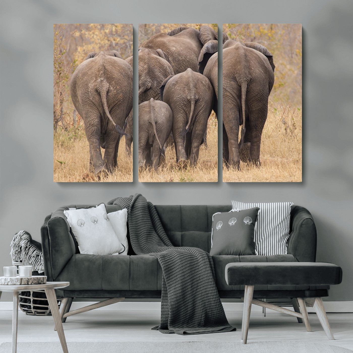 MGV-CV-48X32-3P - Wild Elephant Wall Art Canvas Print