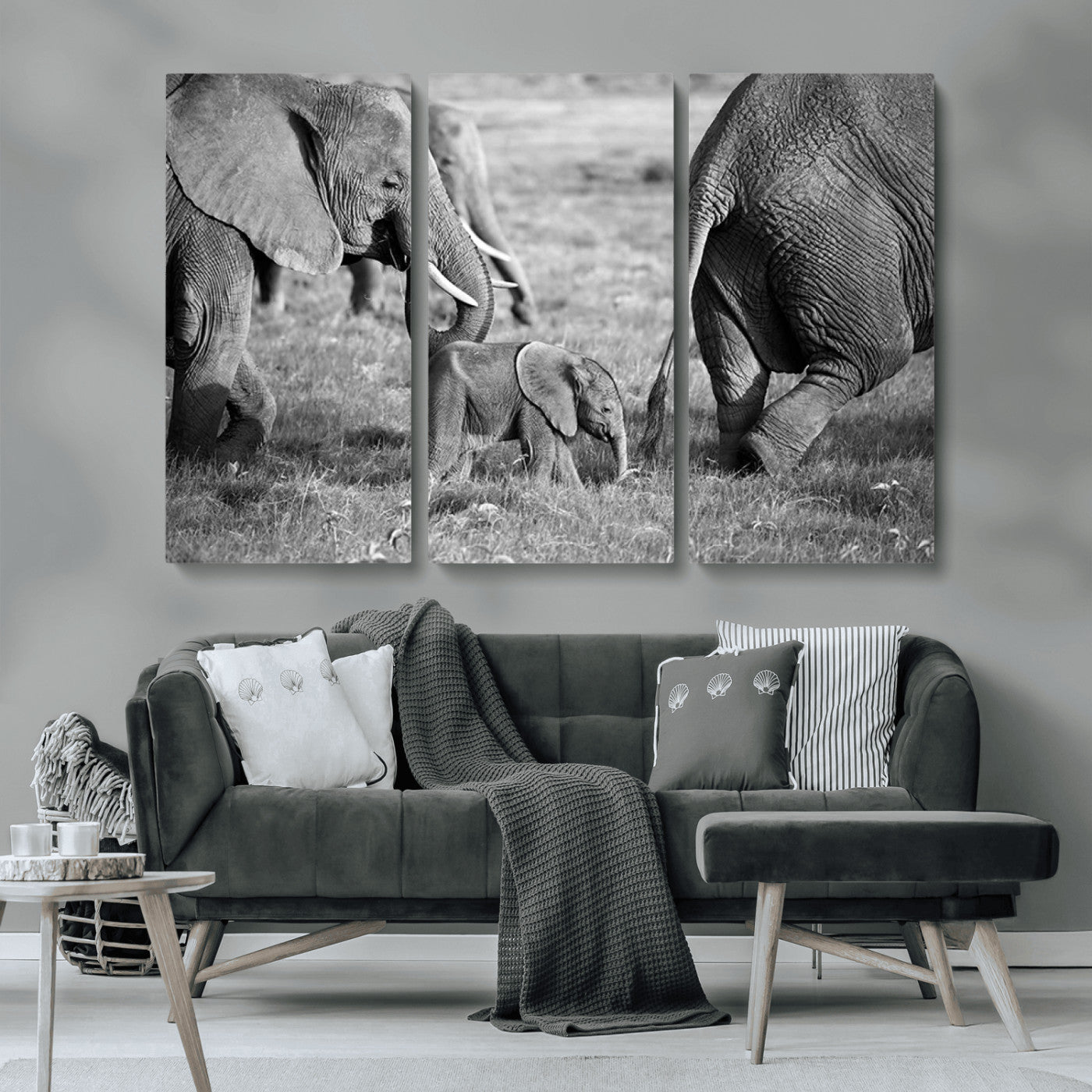 MGV-CV-48X32-3P - Wild Elephant Wall Art Canvas Print