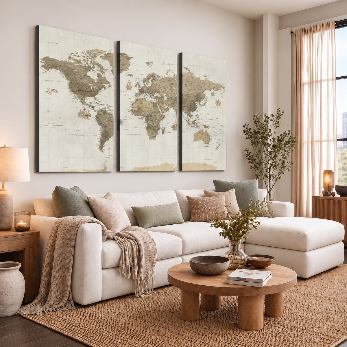 28283260-MGV-CV-36X24 - Detailed World Map Wall Art Canvas Print