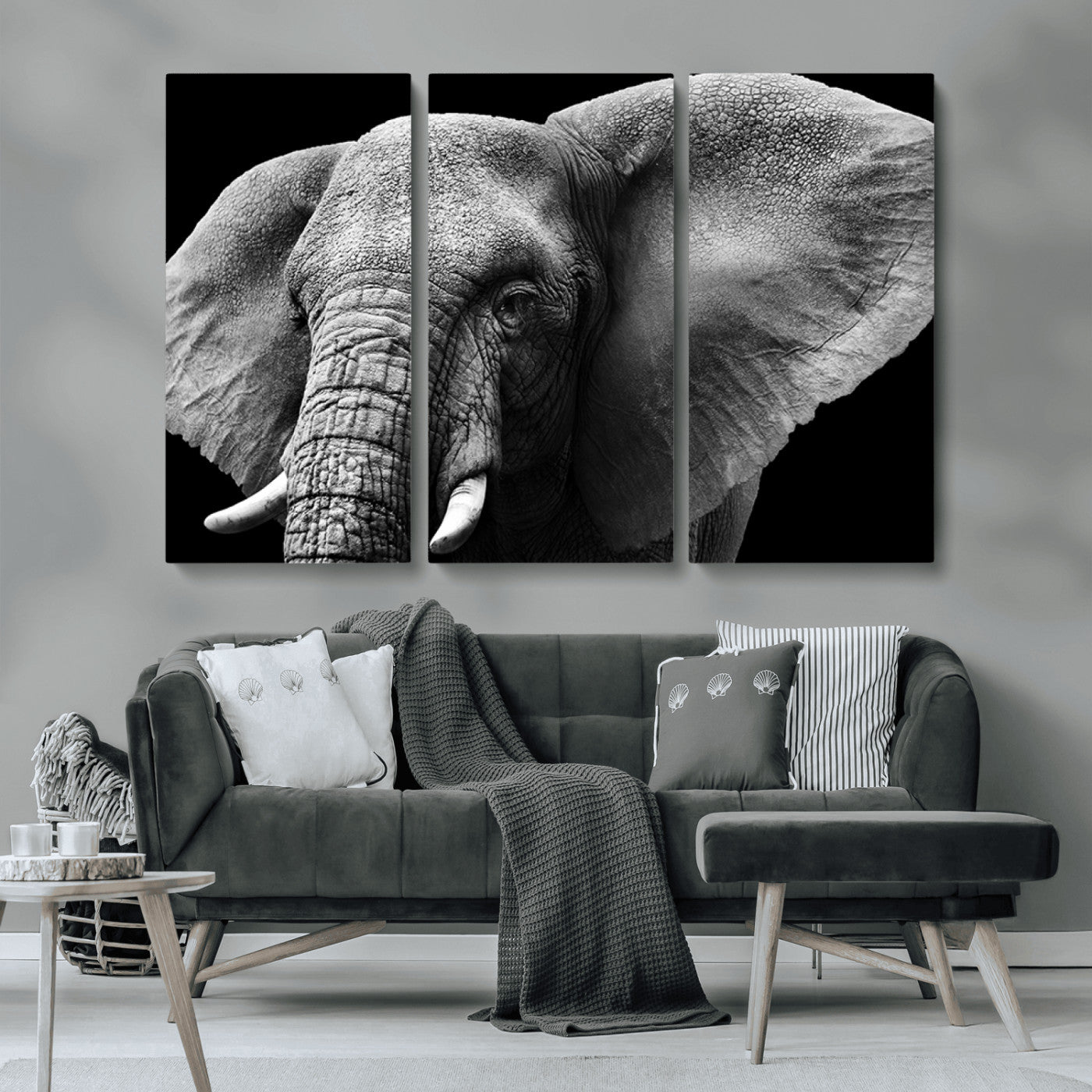 MGV-CV-48X32-3P - Big Elephant Close Up Wall Art Canvas Print
