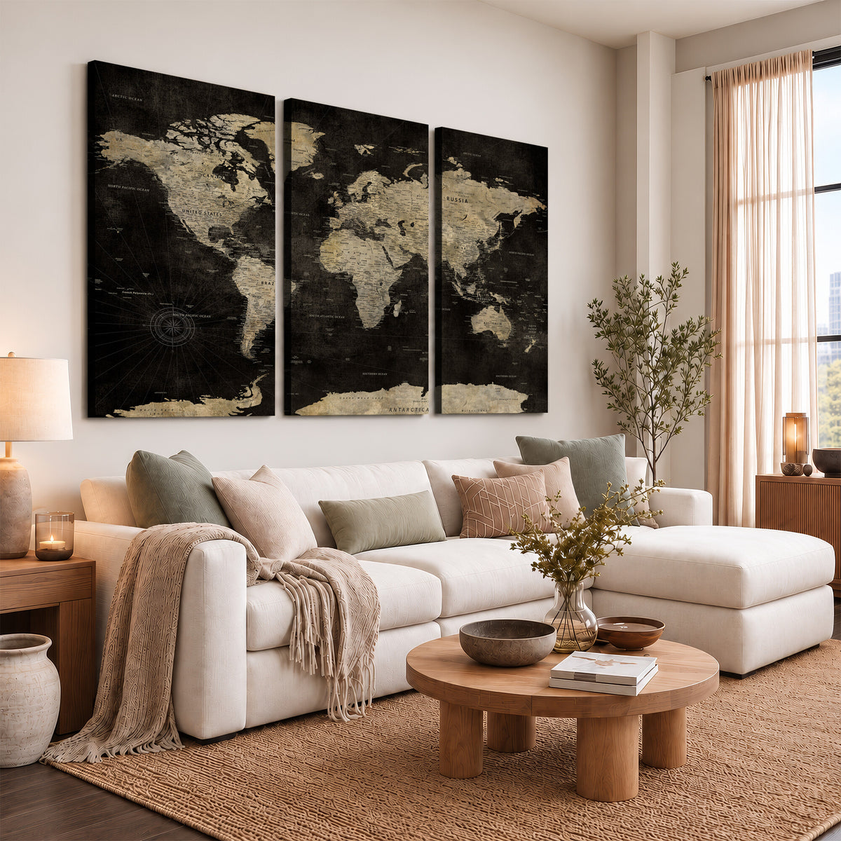 60653880-MGV-CV-36X24 - Push Pin World Map Canvas Wall Art Print, Interactive Travel
