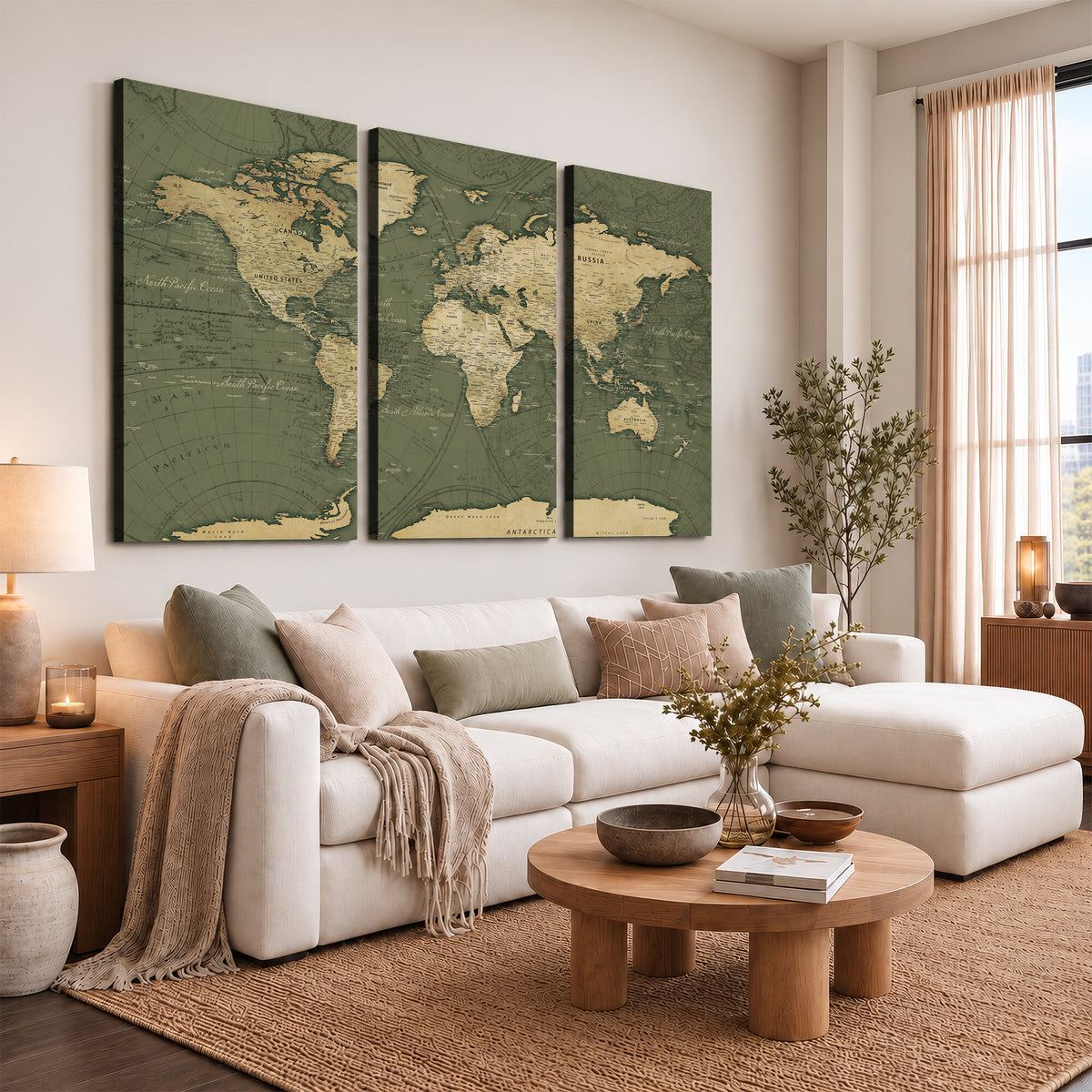 75846040-MGV-CV-36X24 - Large World Map Canvas Wall Art Print for Study Room Decor -