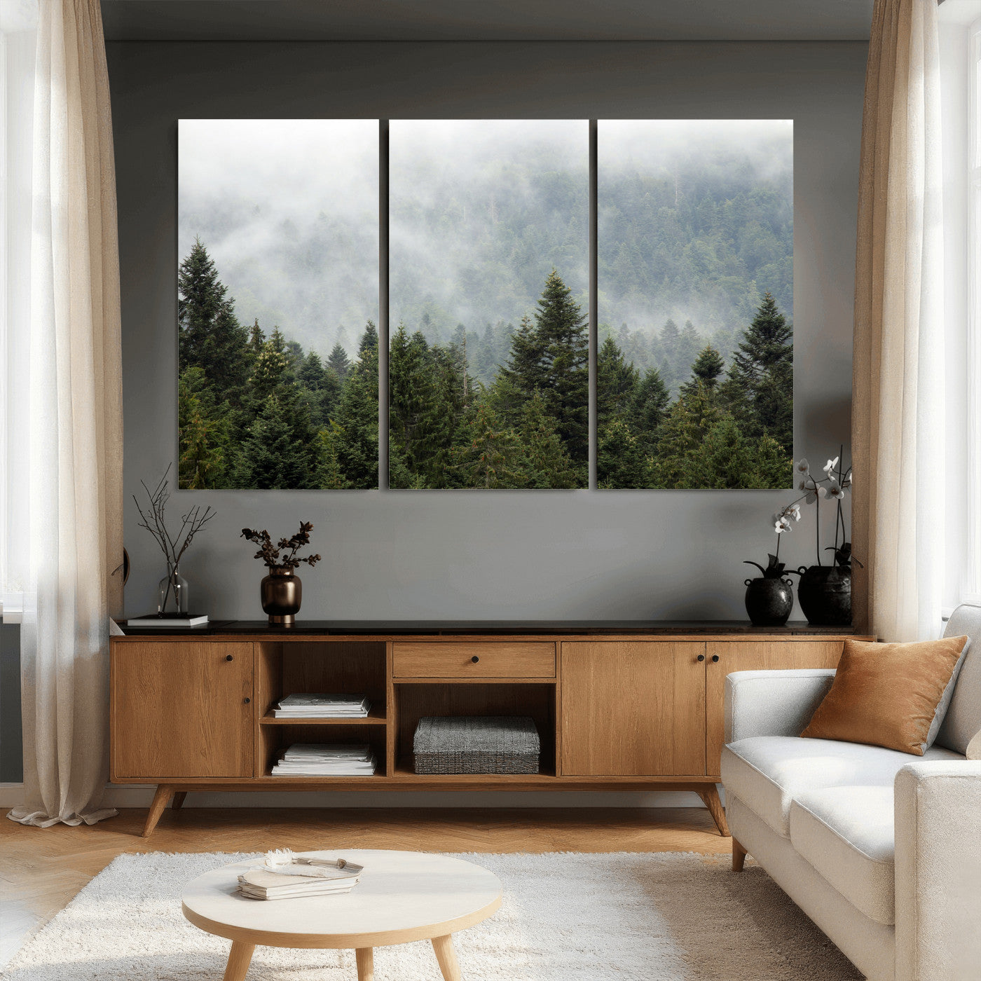 37010054-MGV-CV-36X24 - Misty Mountain Forest Wall Art Canvas Print