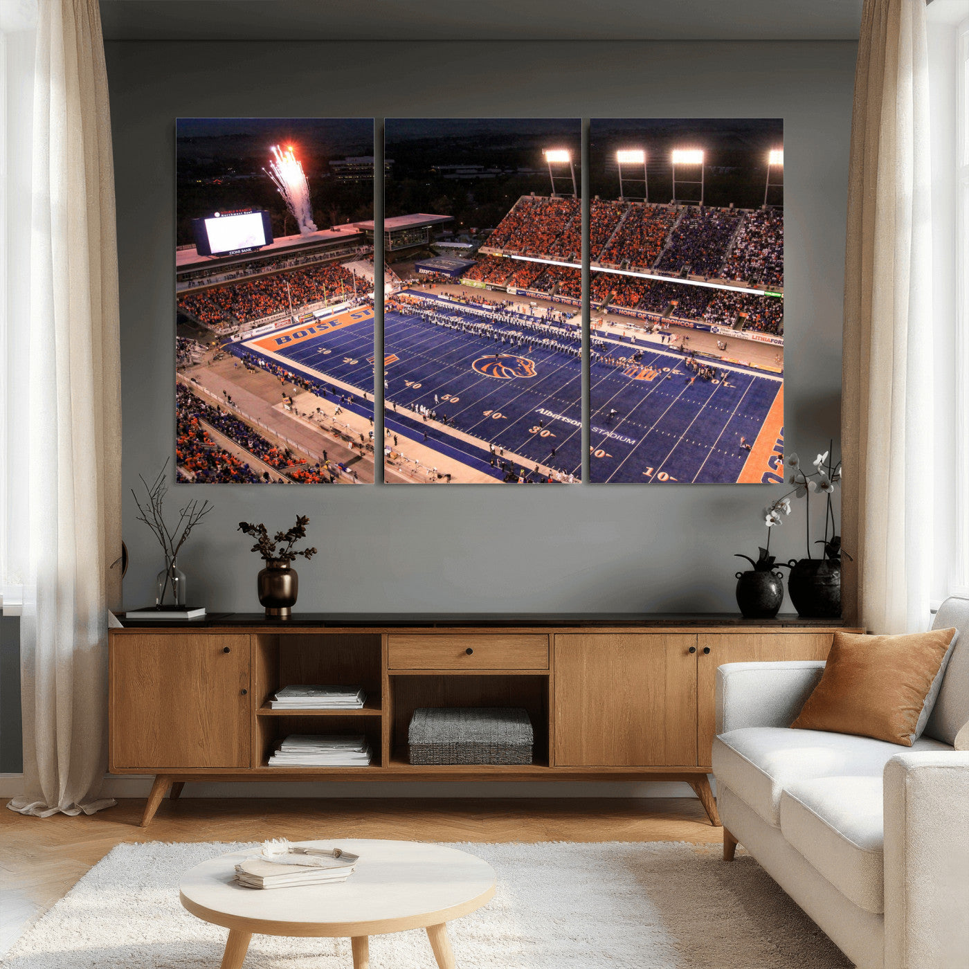 58849575-MGV-CV-36X24 - Boise State Stadium Large Wall Art Canvas Print for Living Room Office Wall Decor