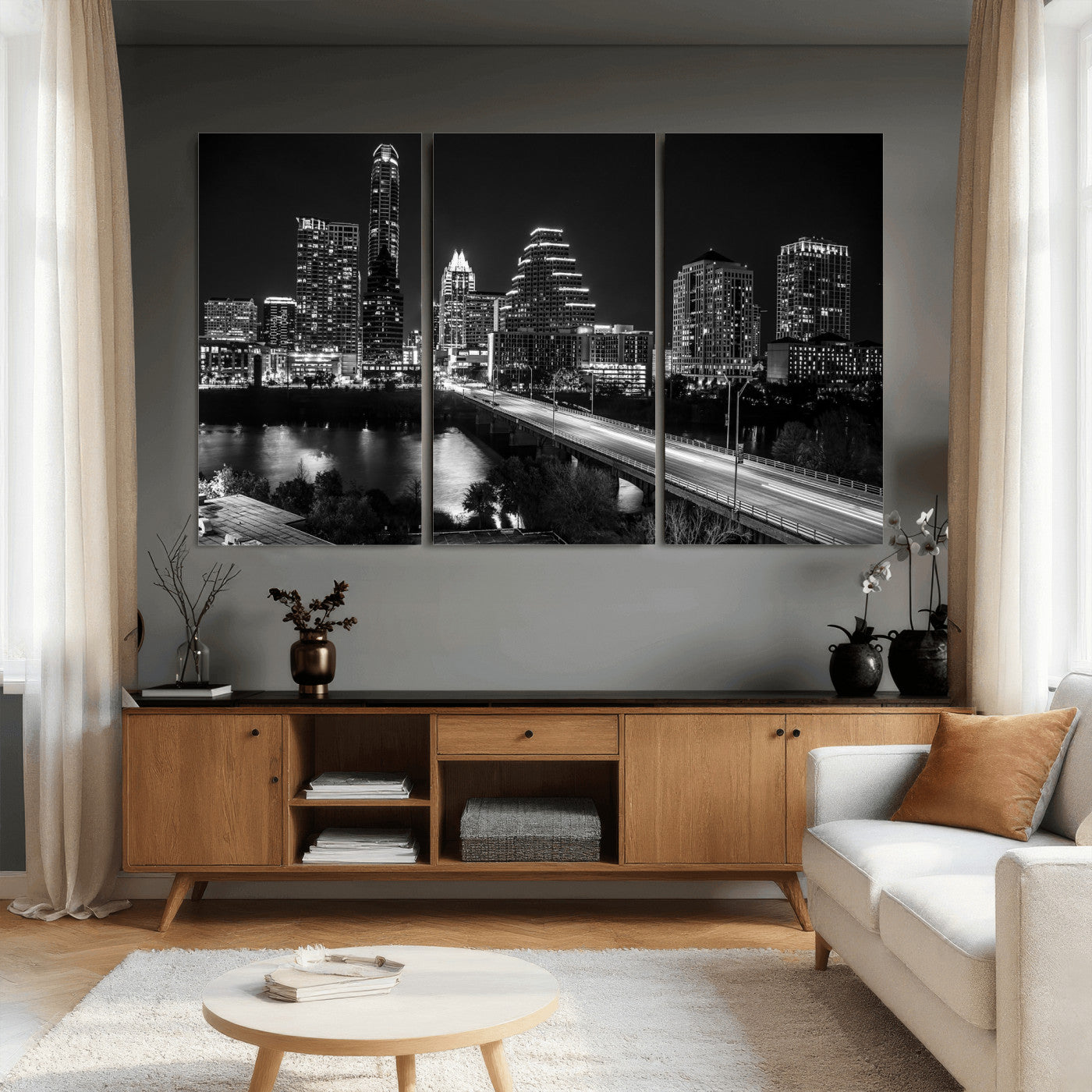 37531750-MGV-CV-36X24 - Austin Skyline Wall Art Canvas Print, Austin Downtown Night Cityscape Print for Modern Urban Wall Decor