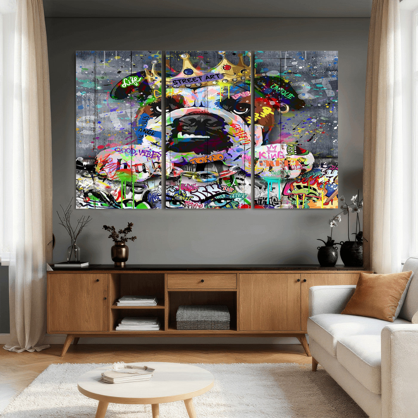 45209731-MGV-CV-36X24 - Dog Wall Decor for Teen Bedroom Decor - Graffiti Animal Canvas Wall Art for Teen Room Decor - Abstract Wall Painting Ready to Hang