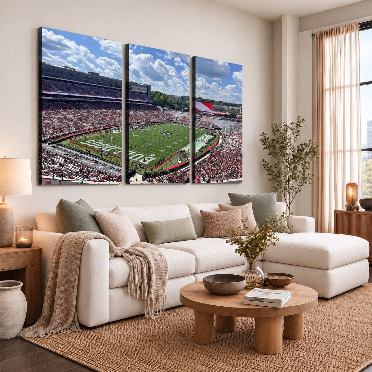 10665453-MGV-CV-36X24 - Georgia Bulldogs Stadium Wall Art Canvas Print, Sanford, Framed and Ready to Hang