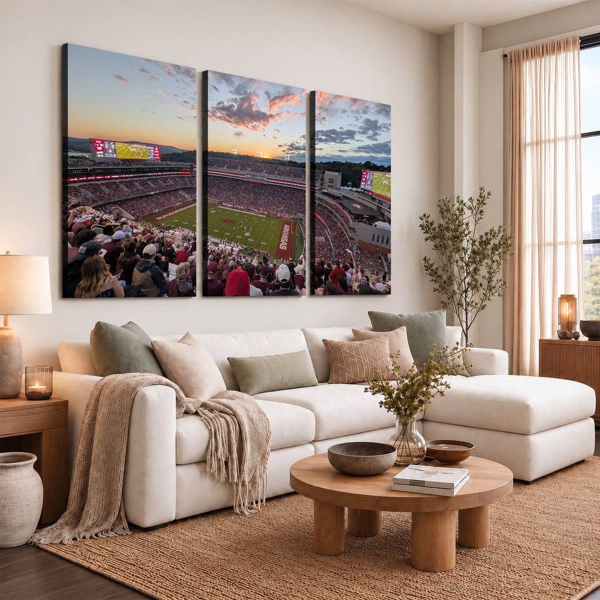 71837429-MGV-CV-36X24 - Donald W. Reynolds Razorback Stadium Wall Art Canvas Print – Arkansas Razorbacks Football Artwork for Home, Office, and Sports Room Decor