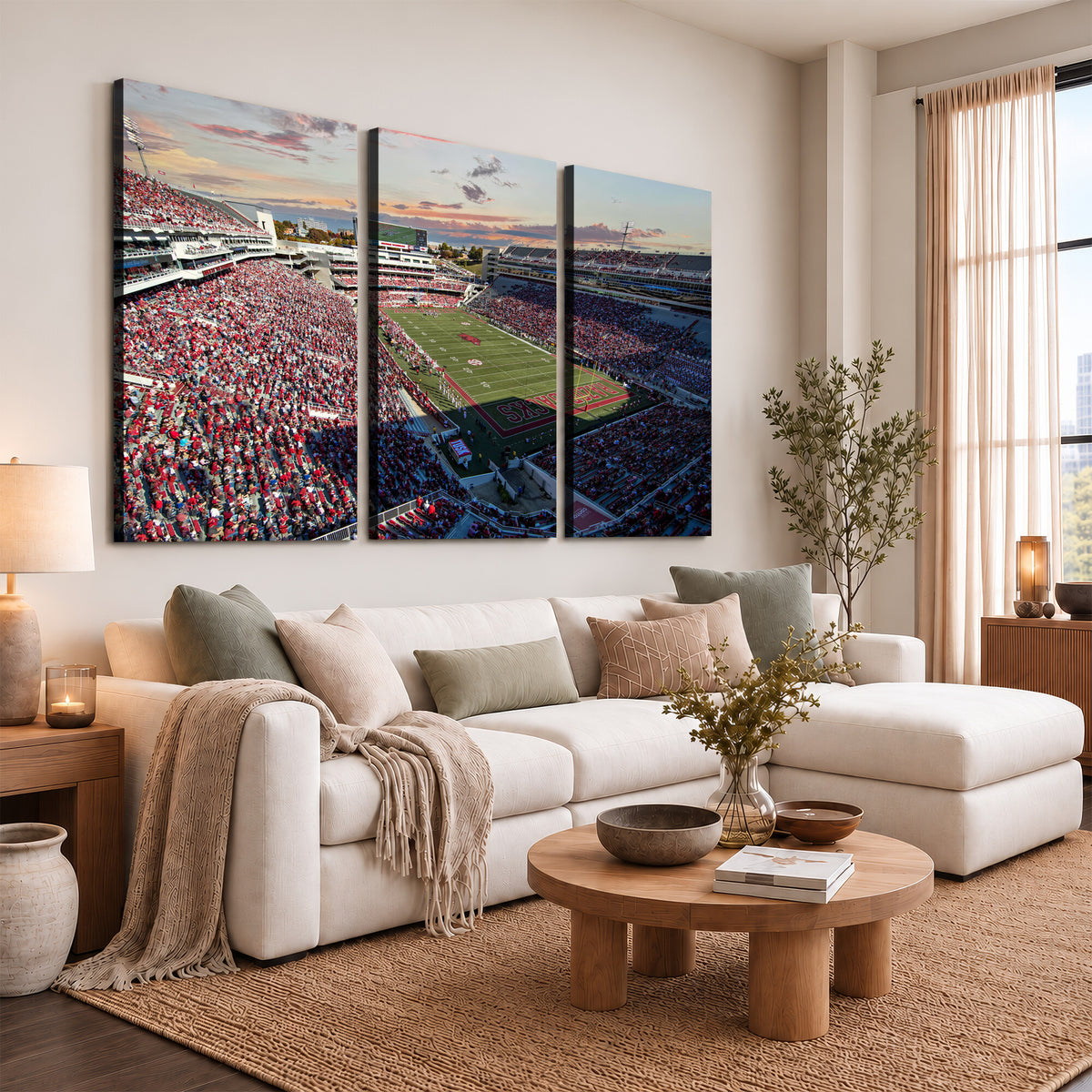 46571211-MGV-CV-36X24 - Donald W. Reynolds Razorback Stadium Wall Art Canvas Print – Arkansas Razorbacks Football Artwork for Home, Office, and Sports Room Decor