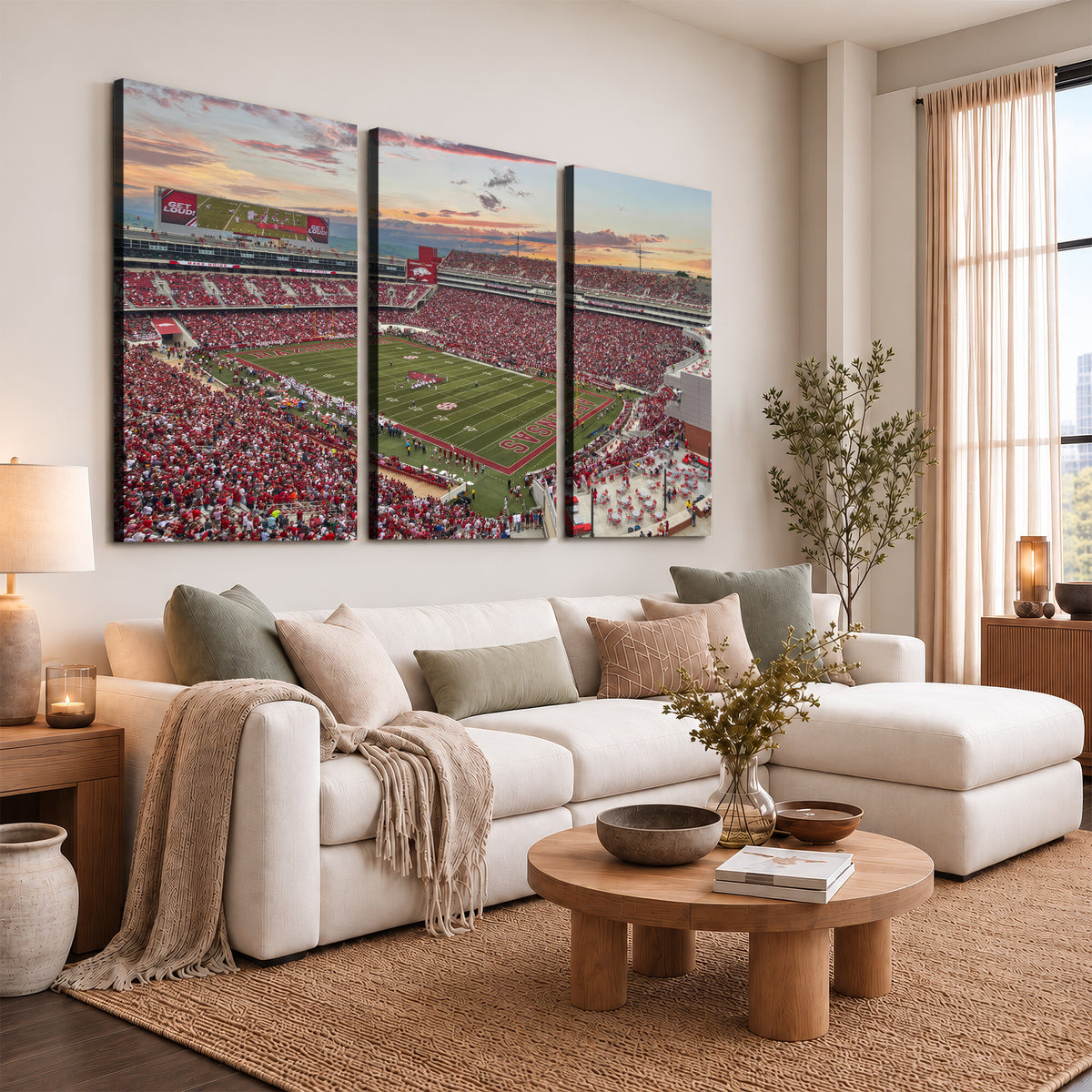 82233065-MGV-CV-36X24 - Donald W. Reynolds Razorback Stadium Wall Art Canvas Print – Arkansas Razorbacks Football Artwork for Home, Office, and Sports Room Decor