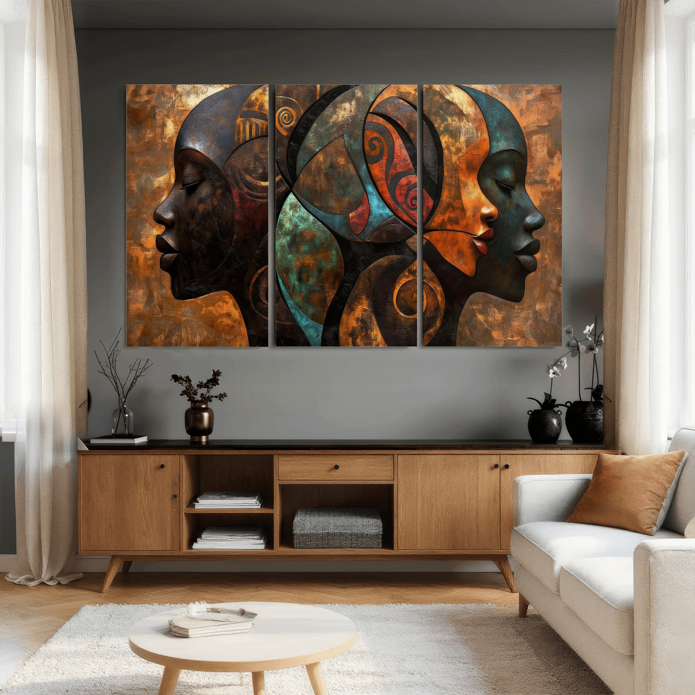 81517886-MGV-CV-36X24 - Abstract Afro American Women Wall Art Canvas Print