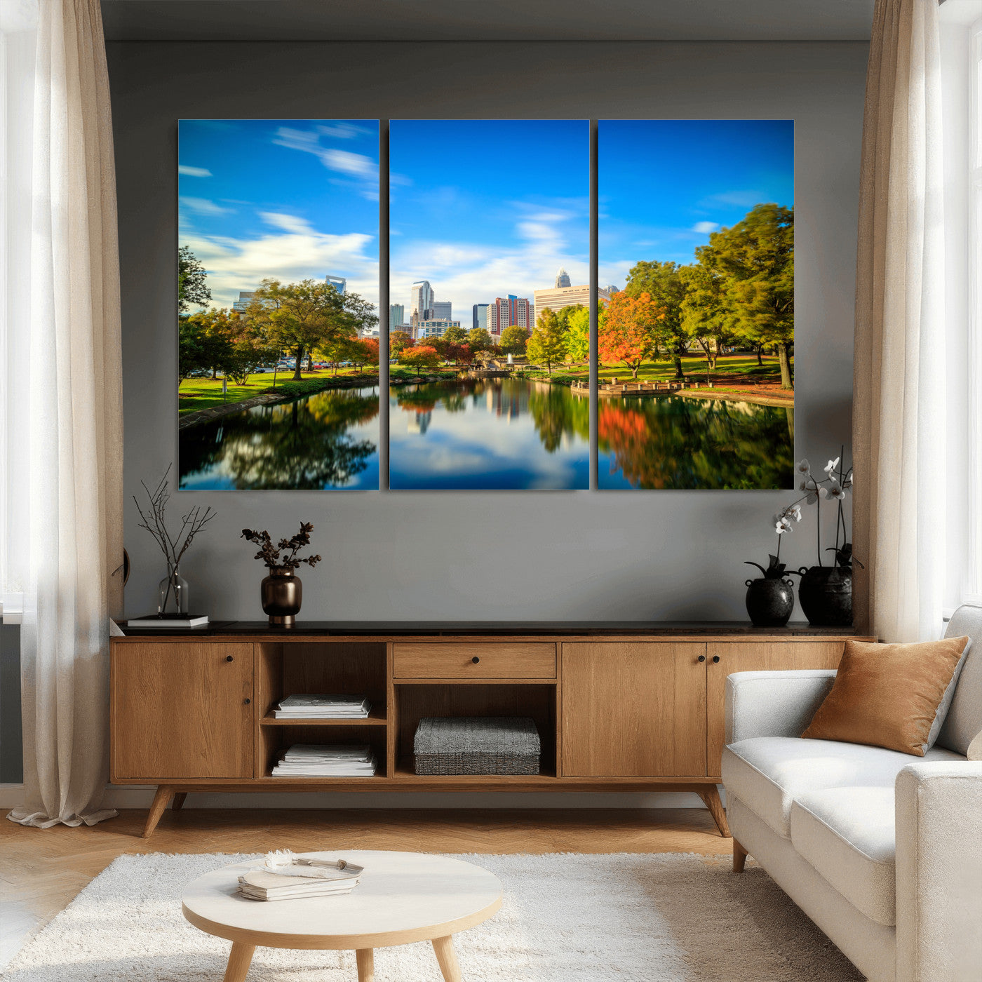 83254720-MGV-CV-36X24 - Charlotte Skyline Canvas Wall Art Print – North Carolina Cityscape Photography Print