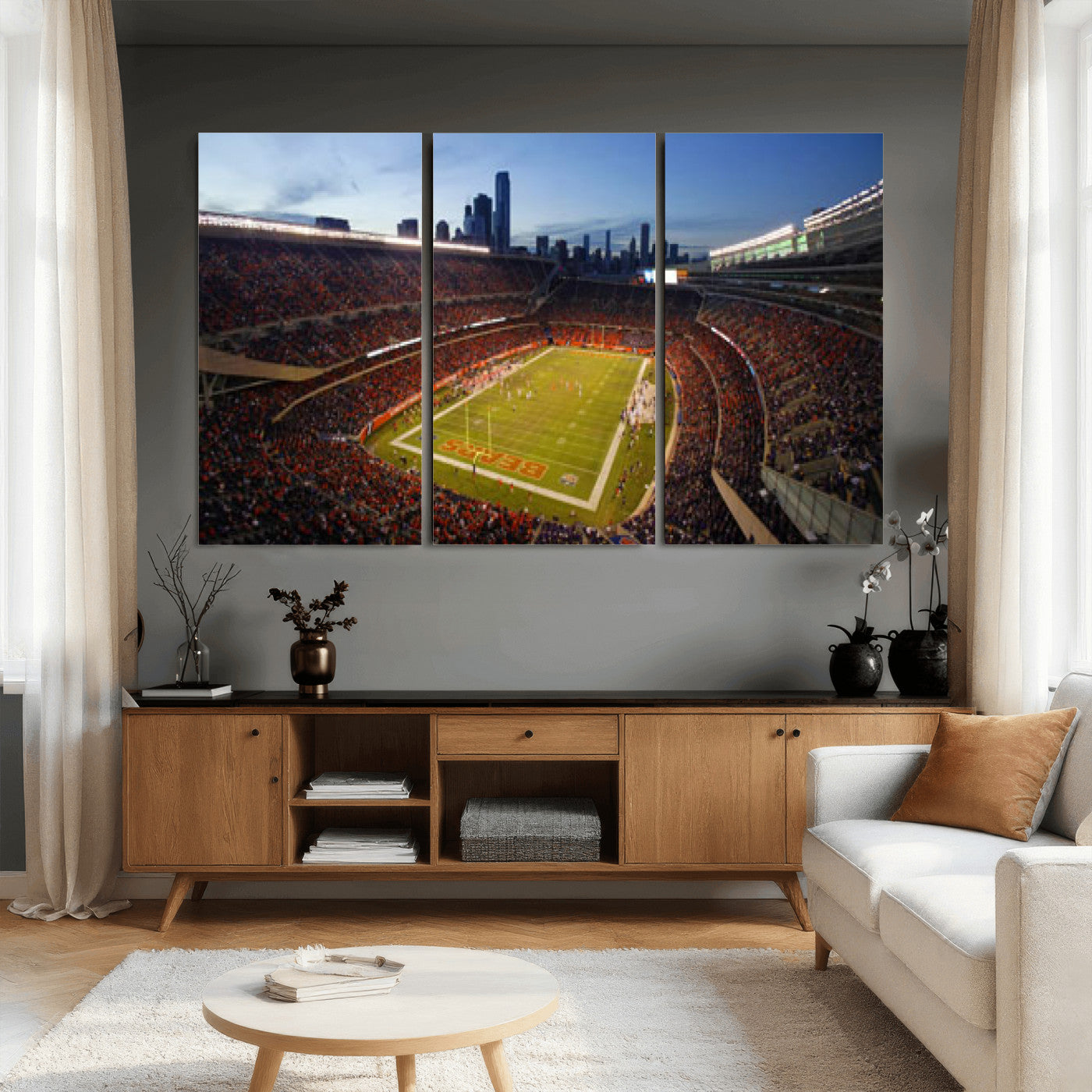 50691720-MGV-CV-36X24 - Chicago Bears Soldier Field Canvas Wall Art, NFL Stadium Panorama Print, Football Arena Photography for Sports Fans