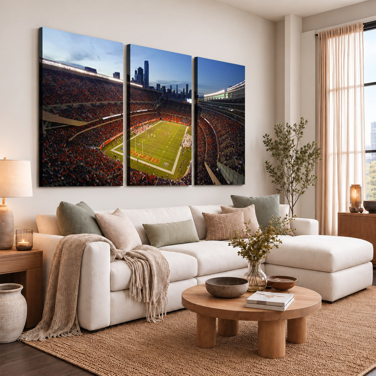 50691720-MGV-CV-36X24 - Chicago Bears Soldier Field Canvas Wall Art, NFL Stadium Panorama Print, Football Arena Photography for Sports Fans