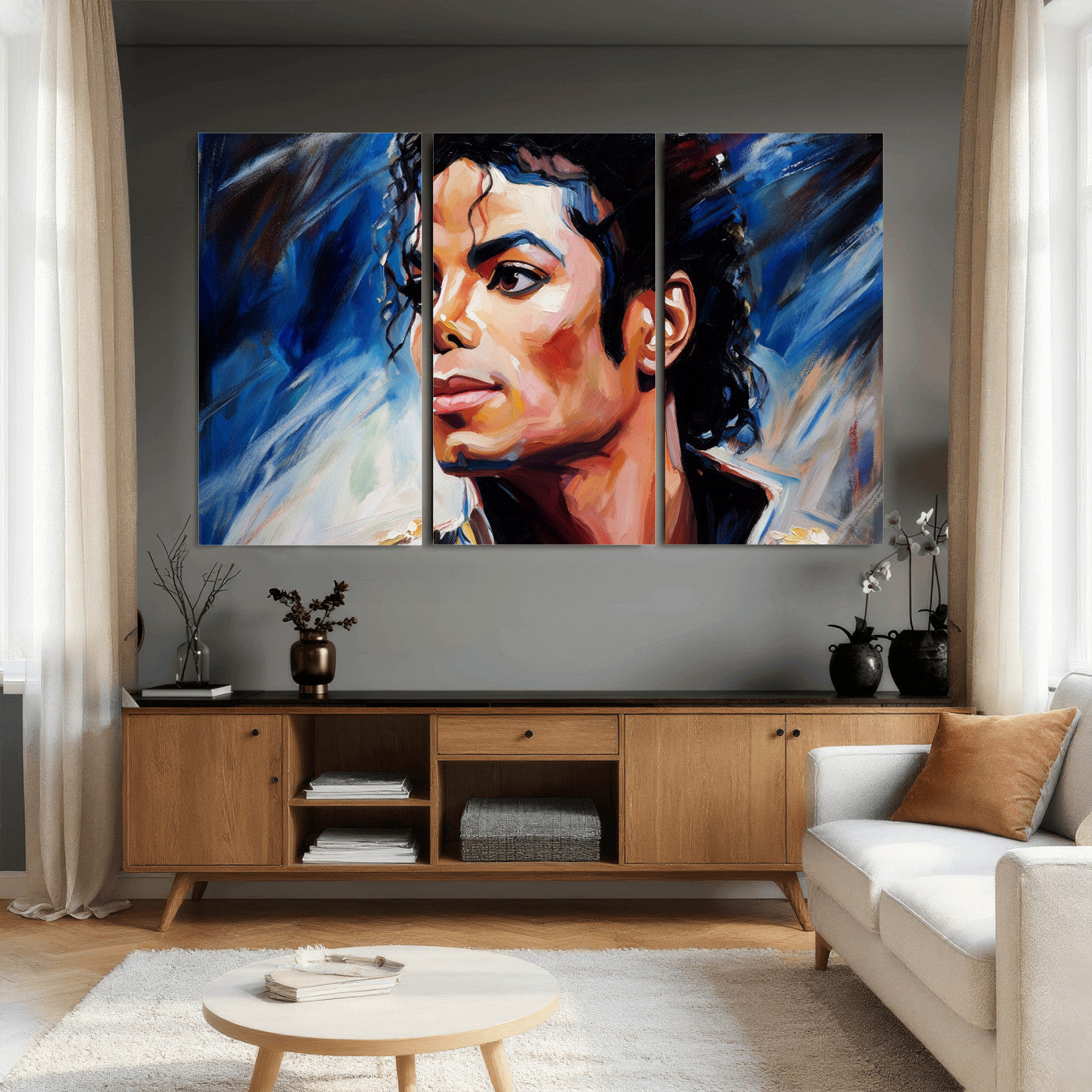 51466481-MGV-CV-36X24 - Abstract Michael Jackson Photo Wall Art Canvas Print