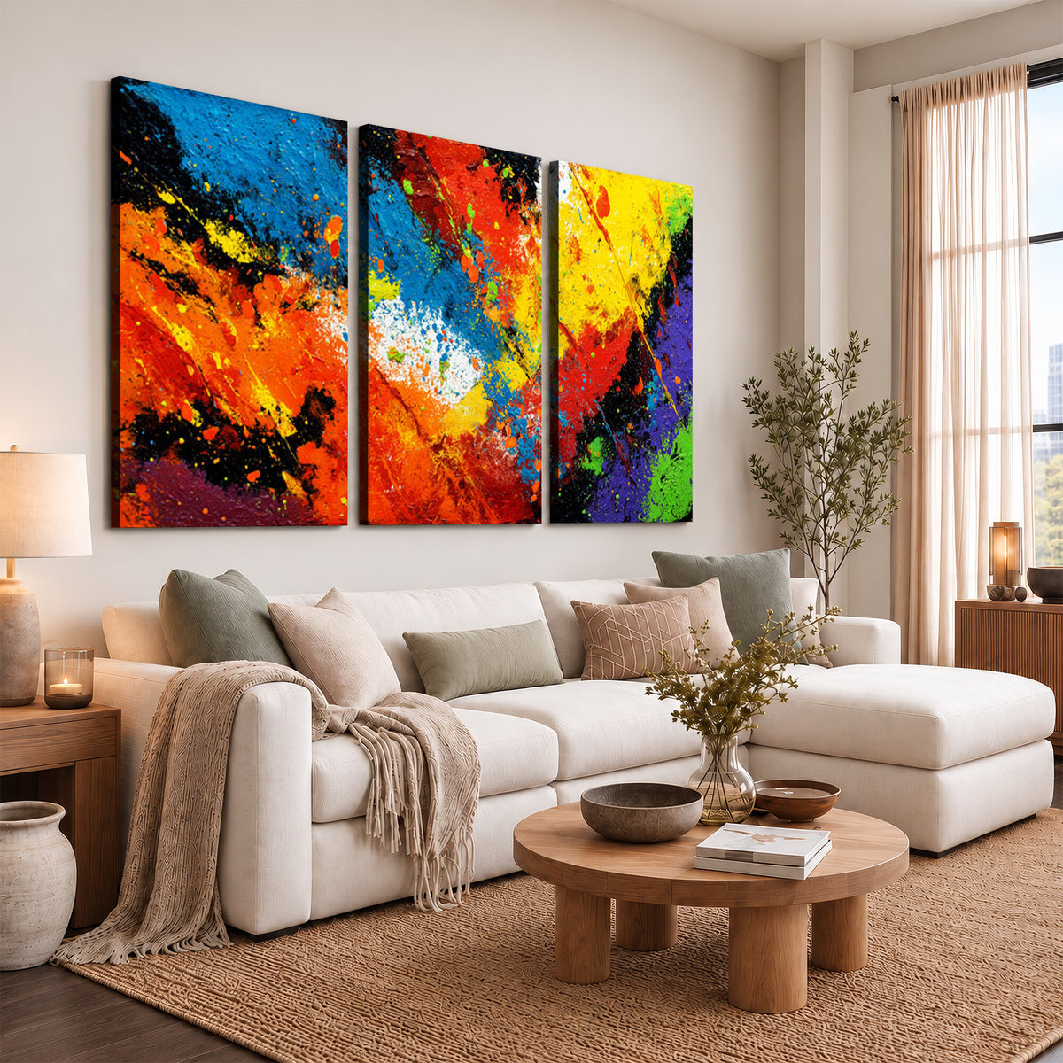 74888753-MGV-CV-36X24 - Vibrant Blue Abstract Canvas Wall Art Colorful Painterly Oil Painting Style Print