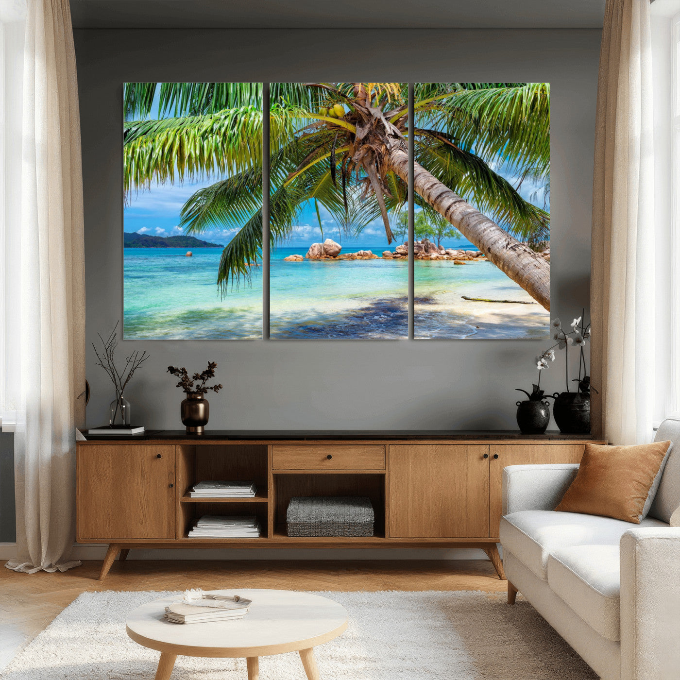 86824715-MGV-CV-36X24 - Seychelles Beach Canvas Wall Art - Anse Volbert Praslin Island Print