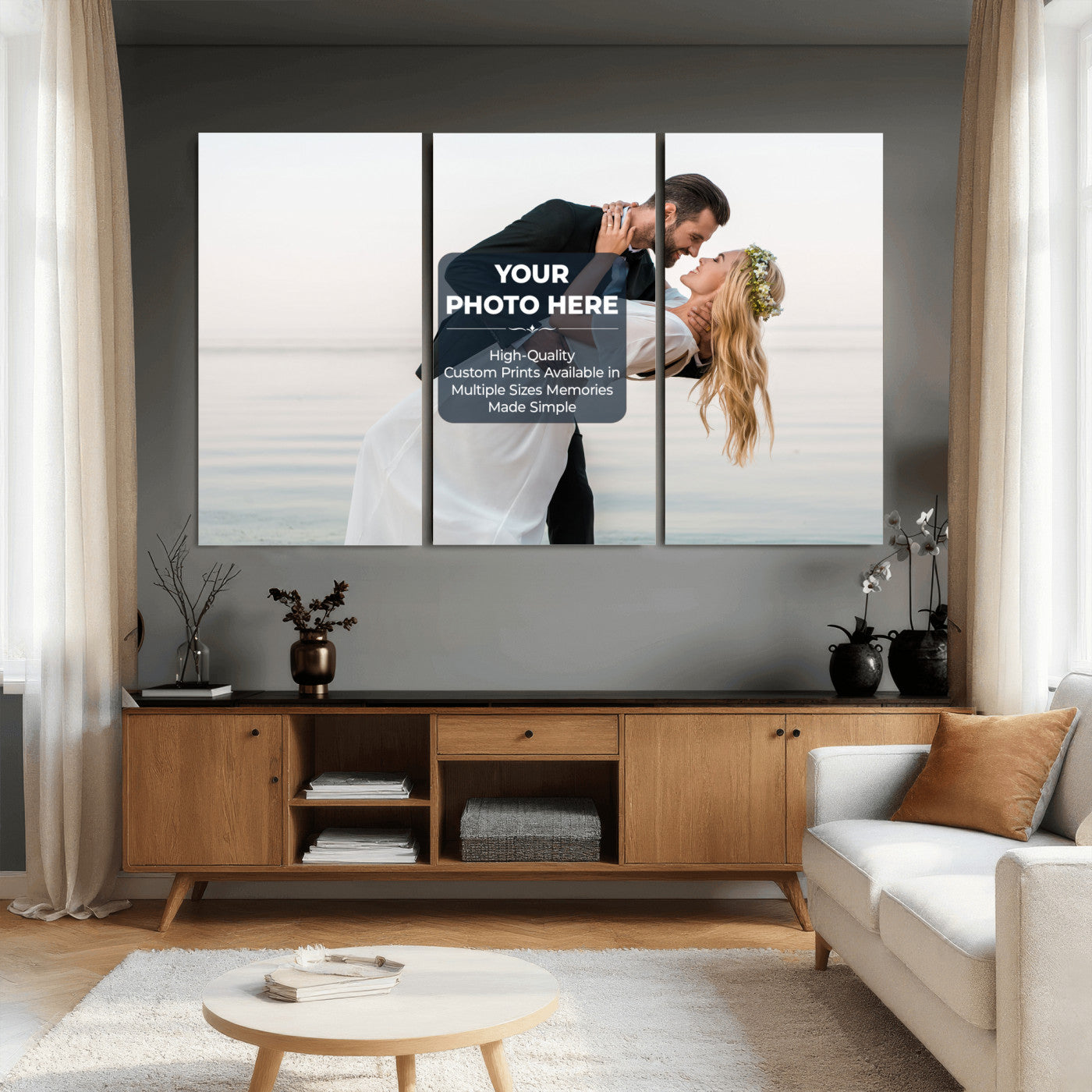 46573466-MGV-CV-48X32-3P - Custom Photo Canvas Print, Personalized Picture Wall Art, Your Image on Canvas, Family Portrait Gift