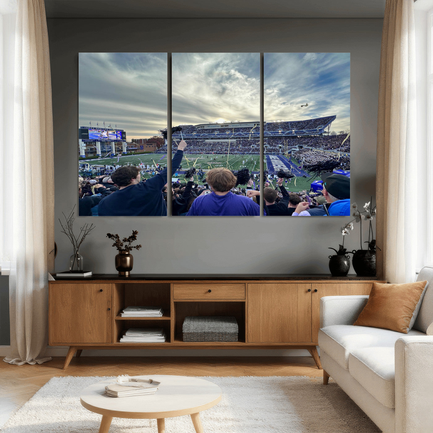 400867JMU-MGV-CV-36X24 - JMU Stadium Wall Art Canvas Print for Game Room Decor - James Madison University Stadium