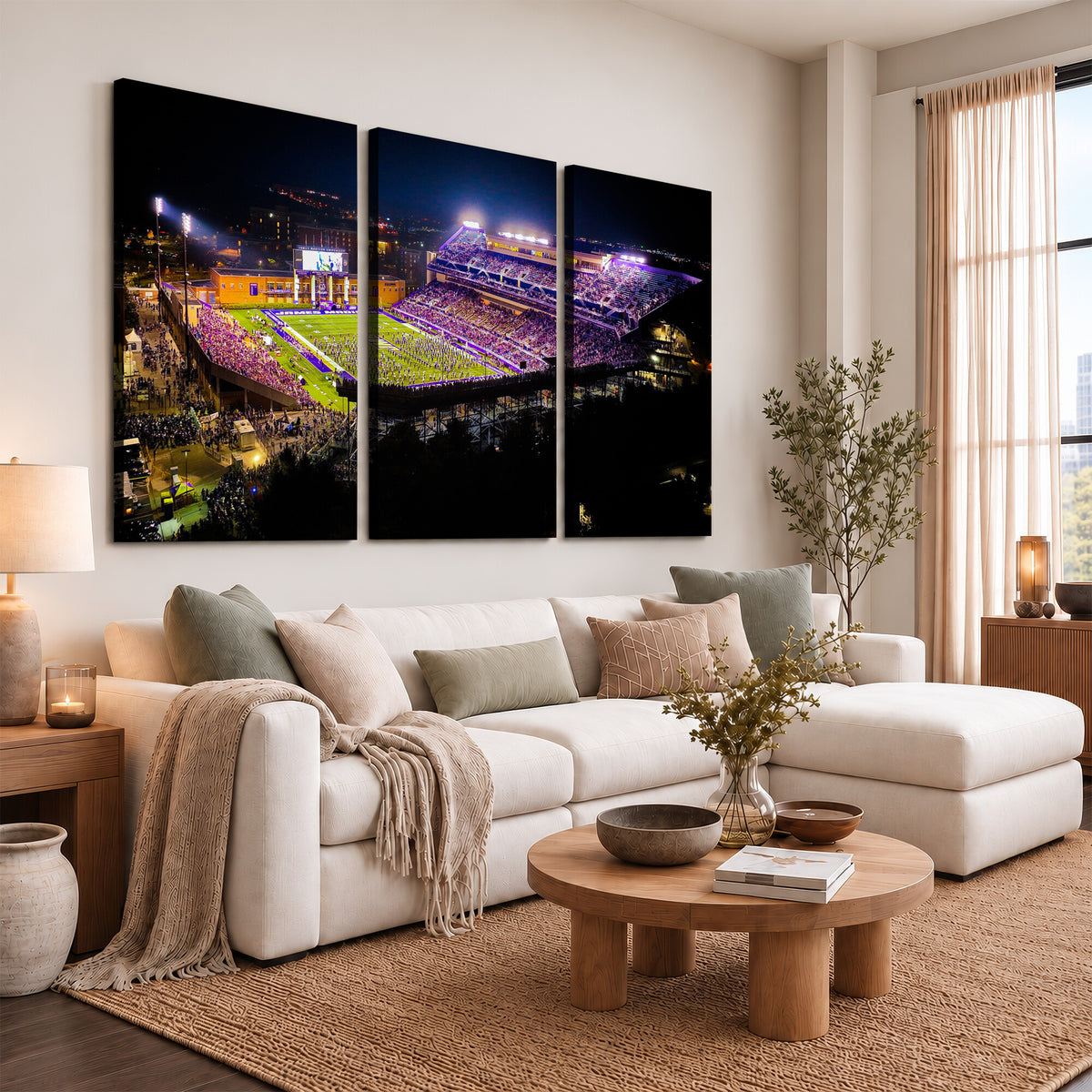 400867JMU2-MGV-CV-36X24 - JMU Stadium Wall Art Canvas Print for Game Room Decor - James Madison University Stadium