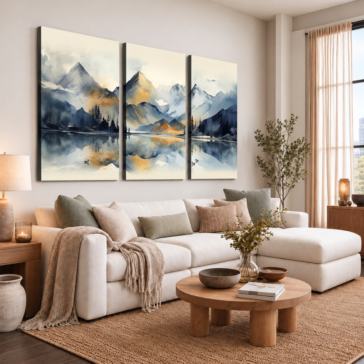 10196184T-MGV-CV-36X24 - Lake Abstract Mountain Wall Art Canvas Print