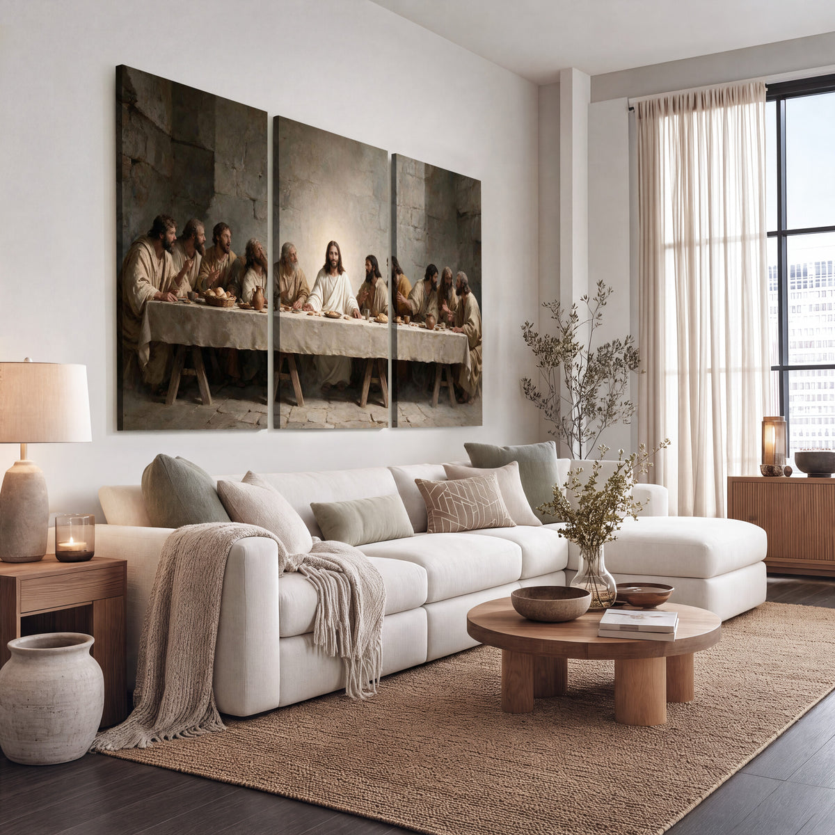 69633087-MGV-CV-36X24 - The Last Supper of Jesus Christ Wall Art Canvas Print - Classical Christian Faith Home Decor