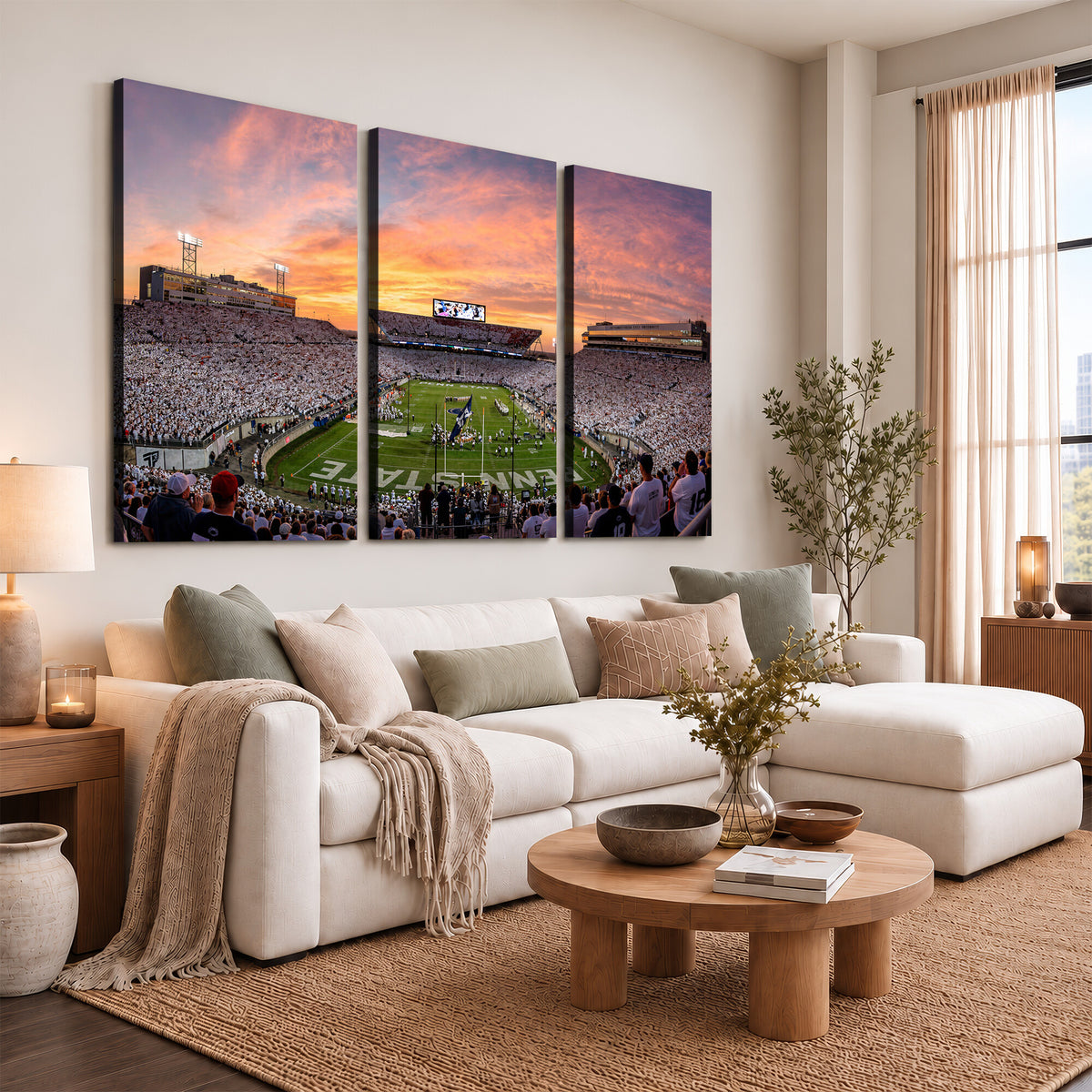 53161432-MGV-CV-36X24 - Framed Beaver Stadium Wall Art Canvas Print, Penn State Nittany Lions Wall Decor