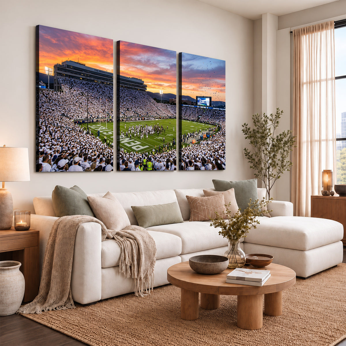 37057330-MGV-CV-36X24 - Panoramic Beaver Stadium Canvas Wall Art, Penn State Nittany Lions Stadium Print for Finished Basement