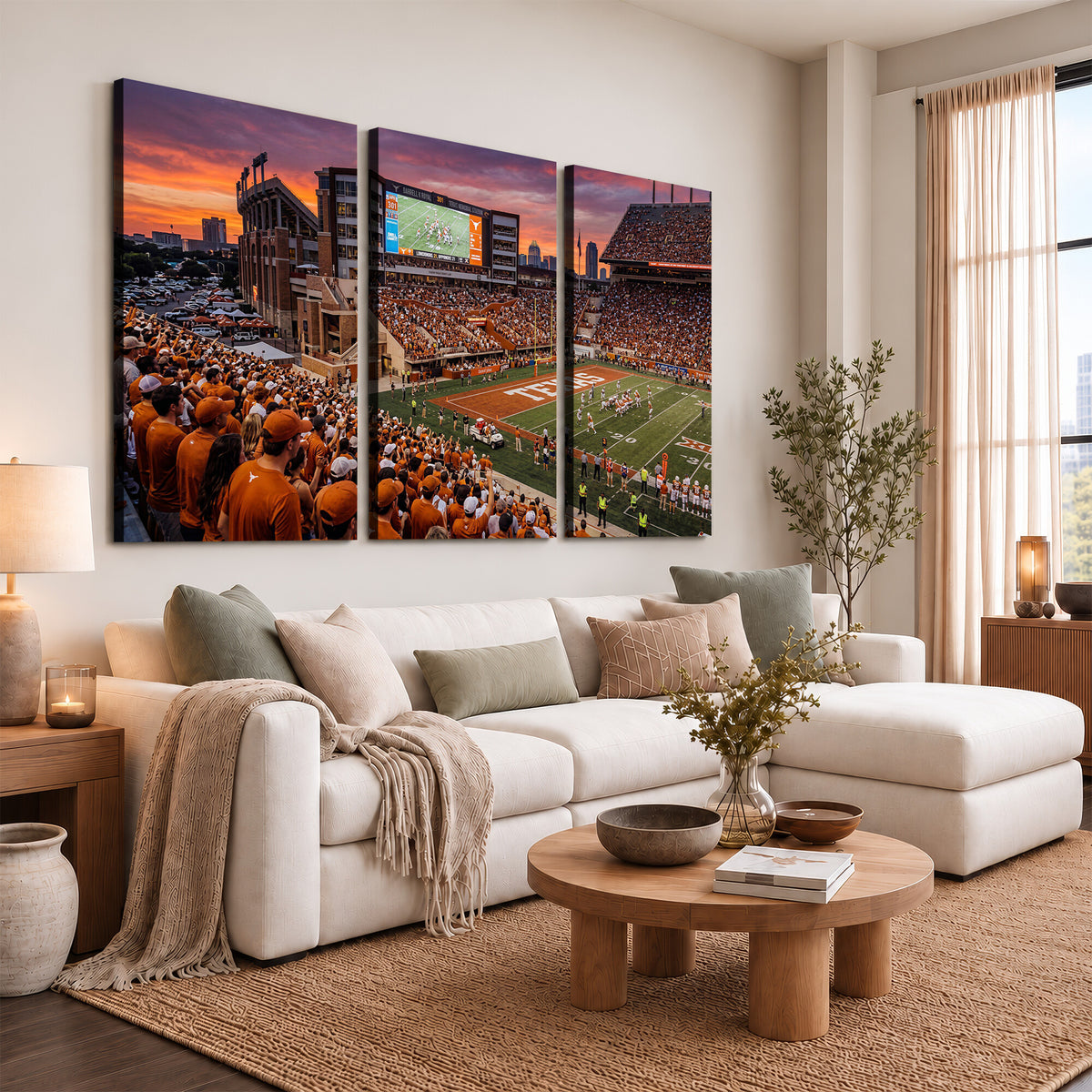 23743181-MGV-CV-36X24 - Texas Longhorns Wall Art Canvas Print, Texas Memorial Stadium in Austin Texas, Framed and Ready to Hang