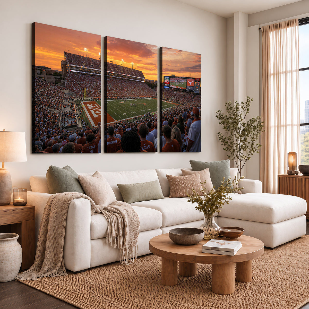 50466060-MGV-CV-36X24 - Extra Large Texas Memorial Stadium Canvas Wall Art, Texas Longhorns College Football Print for Home Bar