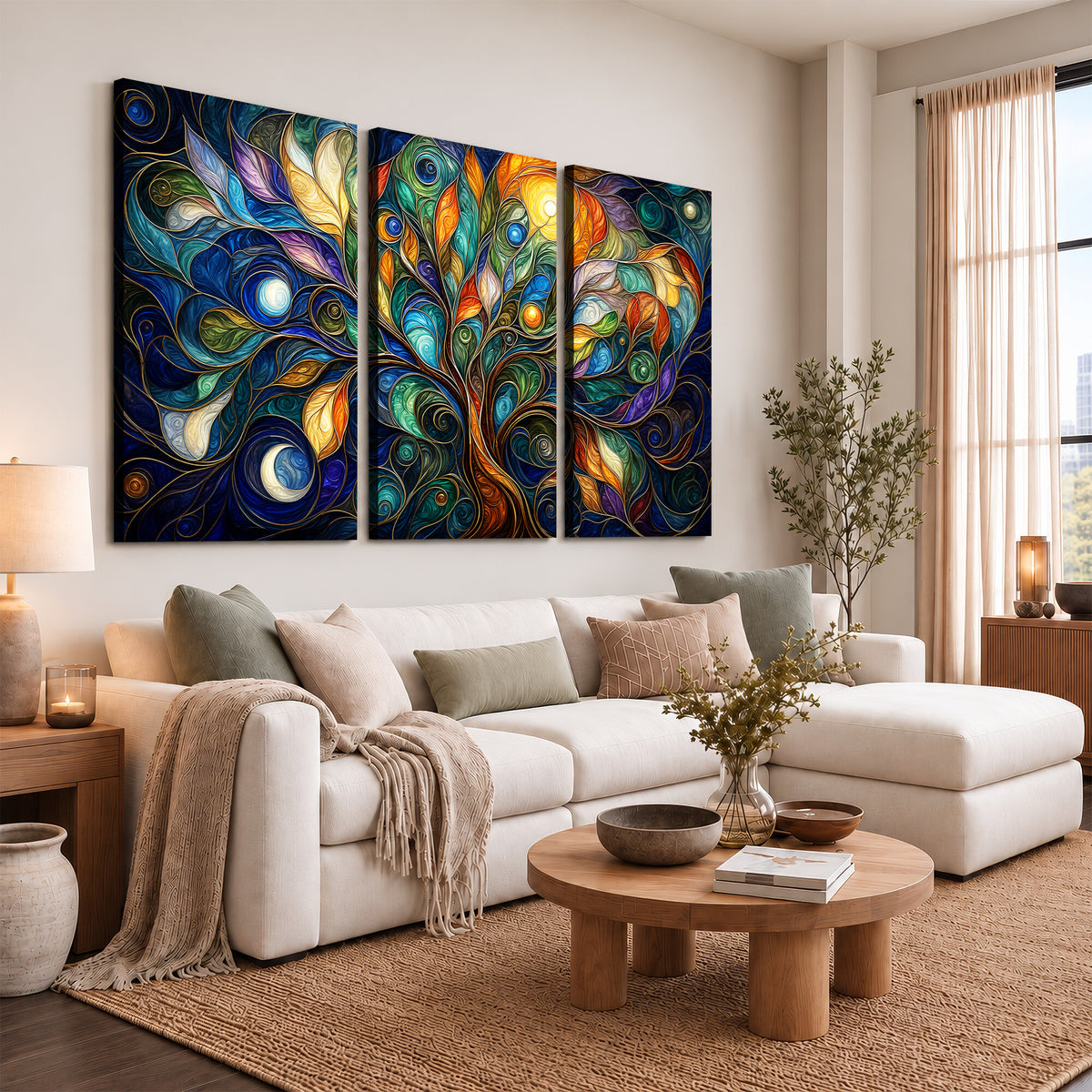 60127105-MGV-CV-36X24 - Psychedelic Tree Of Life Wall Art - Vibrant Swirl Cosmic Nature Decor