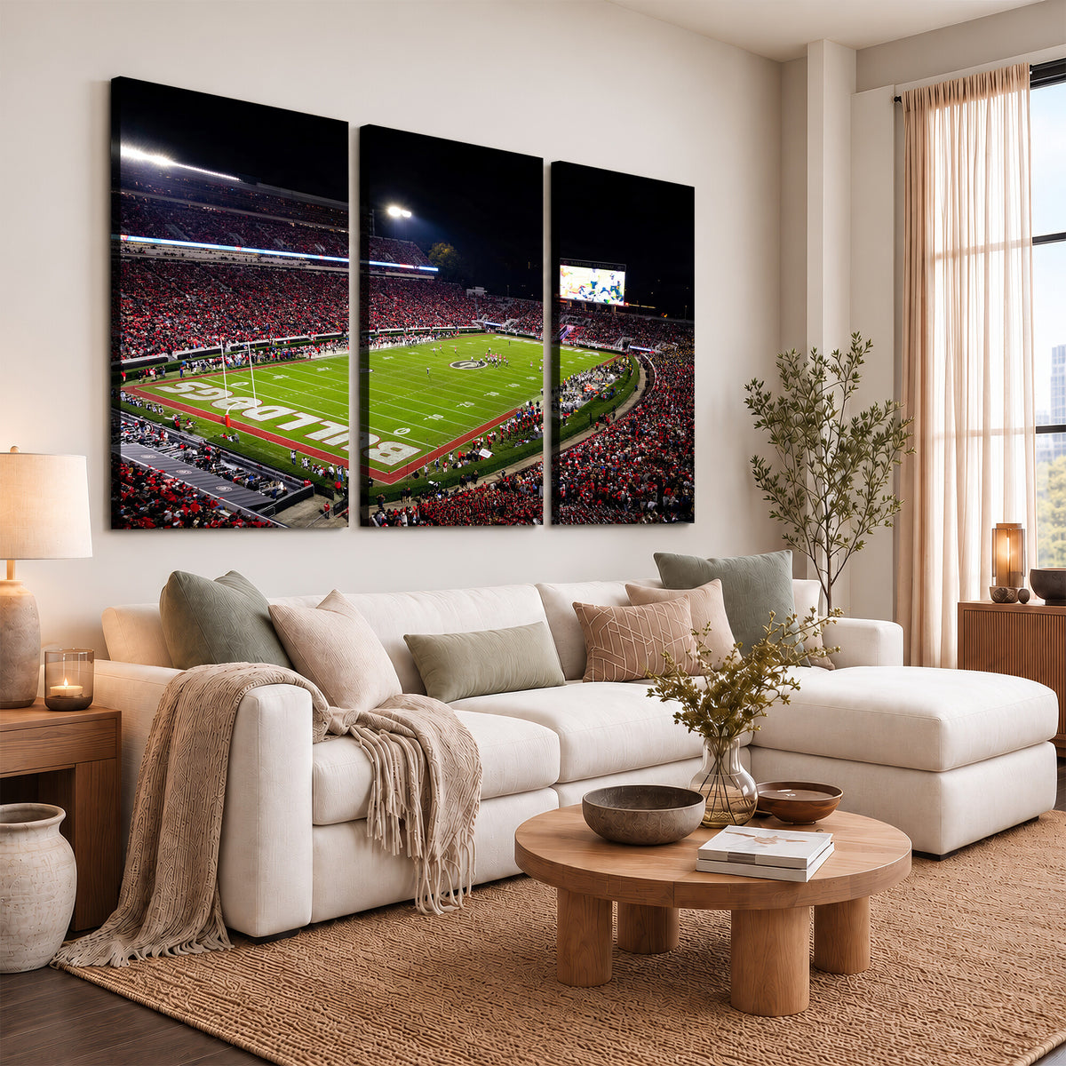 12753057-MGV-TP-30X20 - Sanford Stadium Night Game Canvas Wall Art - Georgia Bulldogs Football Stadium Print