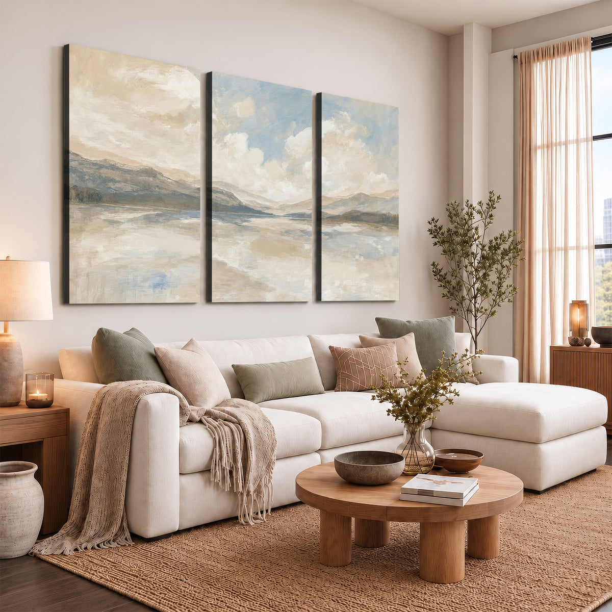 12998065-MGV-CV-36X24 - Serene Mountain and Lake Landscape Canvas Wall Art