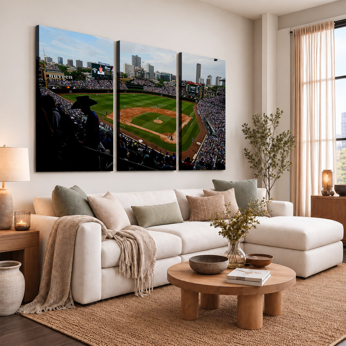 34859D-MGV-CV-36X24 - Chicago Cubs Baseball Team Print - Wrigley Field Stadium