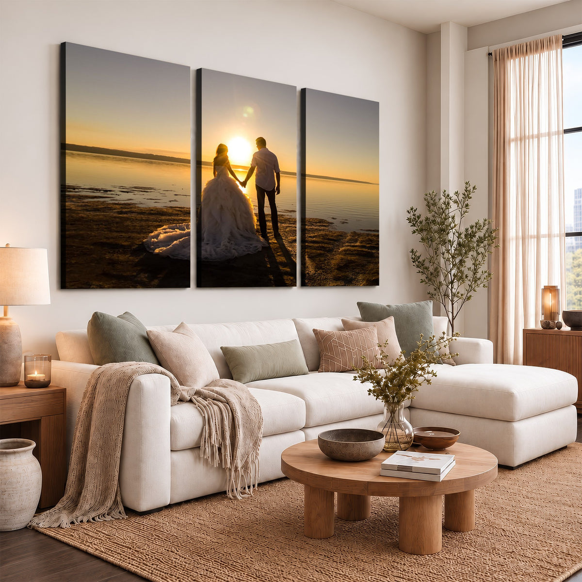 CSTM911-MGV-CV-48X32-3P - Create Your Own 3 Piece Photo Canvas, Personalized Triptych Wall Art