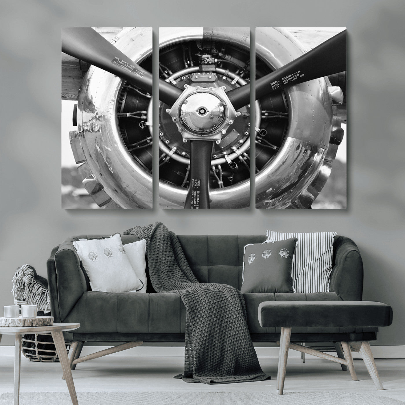 MGV-CV-48X32-3P - Vintage Airplane Wall Art Canvas Print