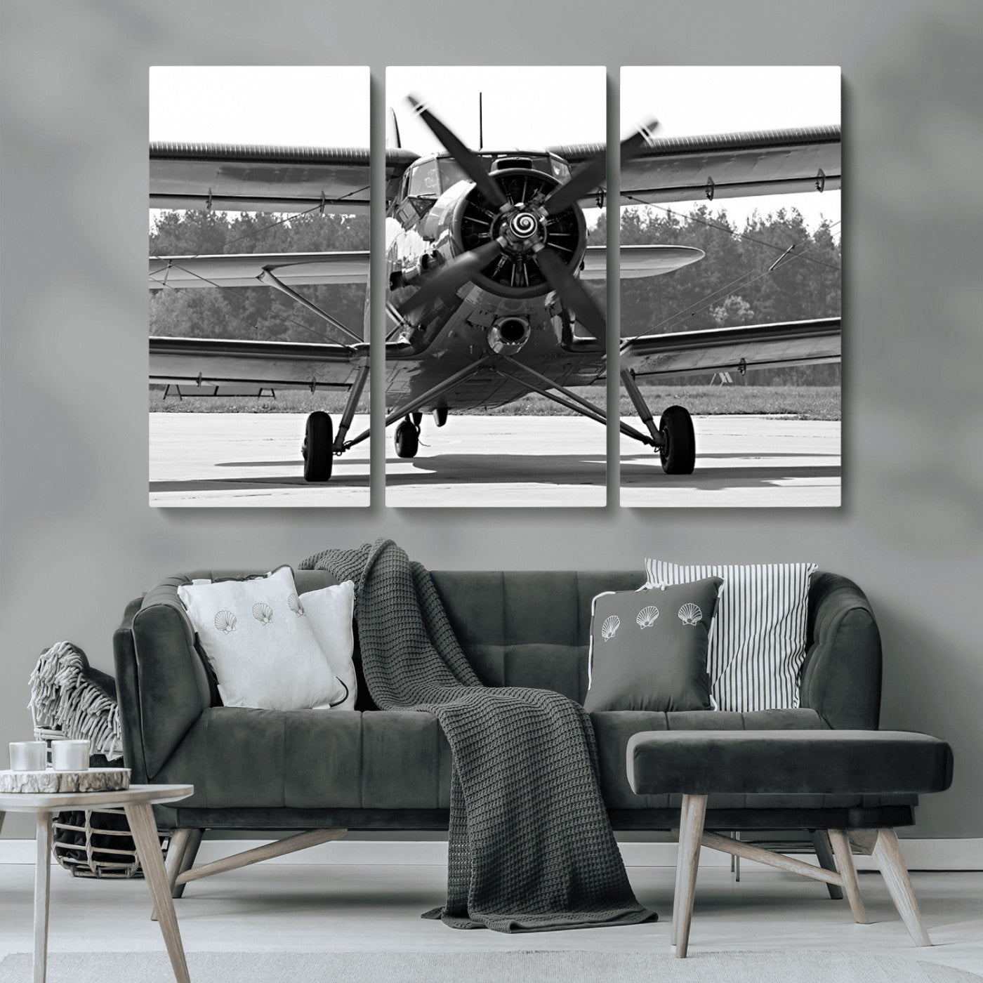 MGV-CV-48X32-3P - Wall Art Old War Plane Canvas Print