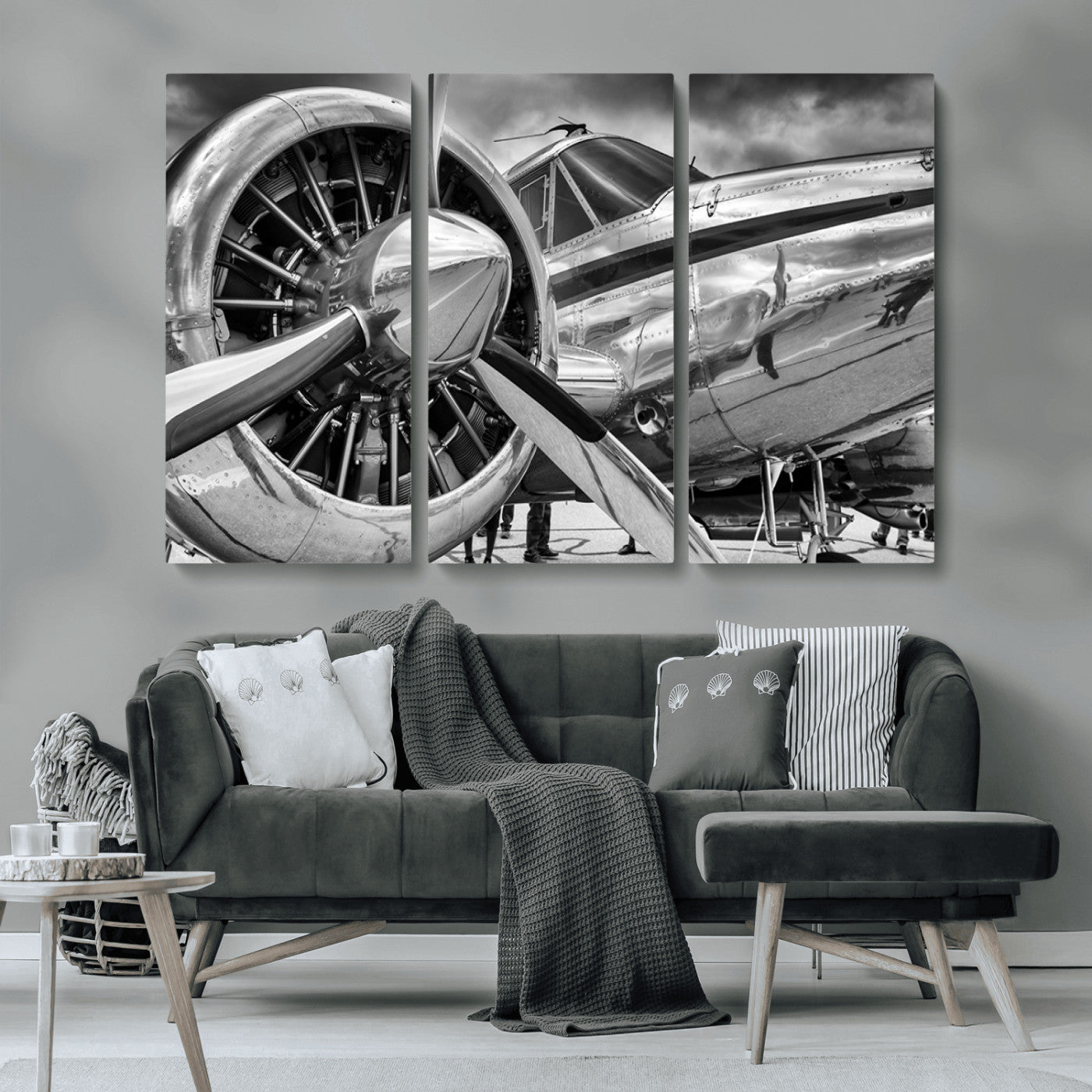 MGV-CV-48X32-3P - Vintage Antique Airplane Wall Art Canvas Print