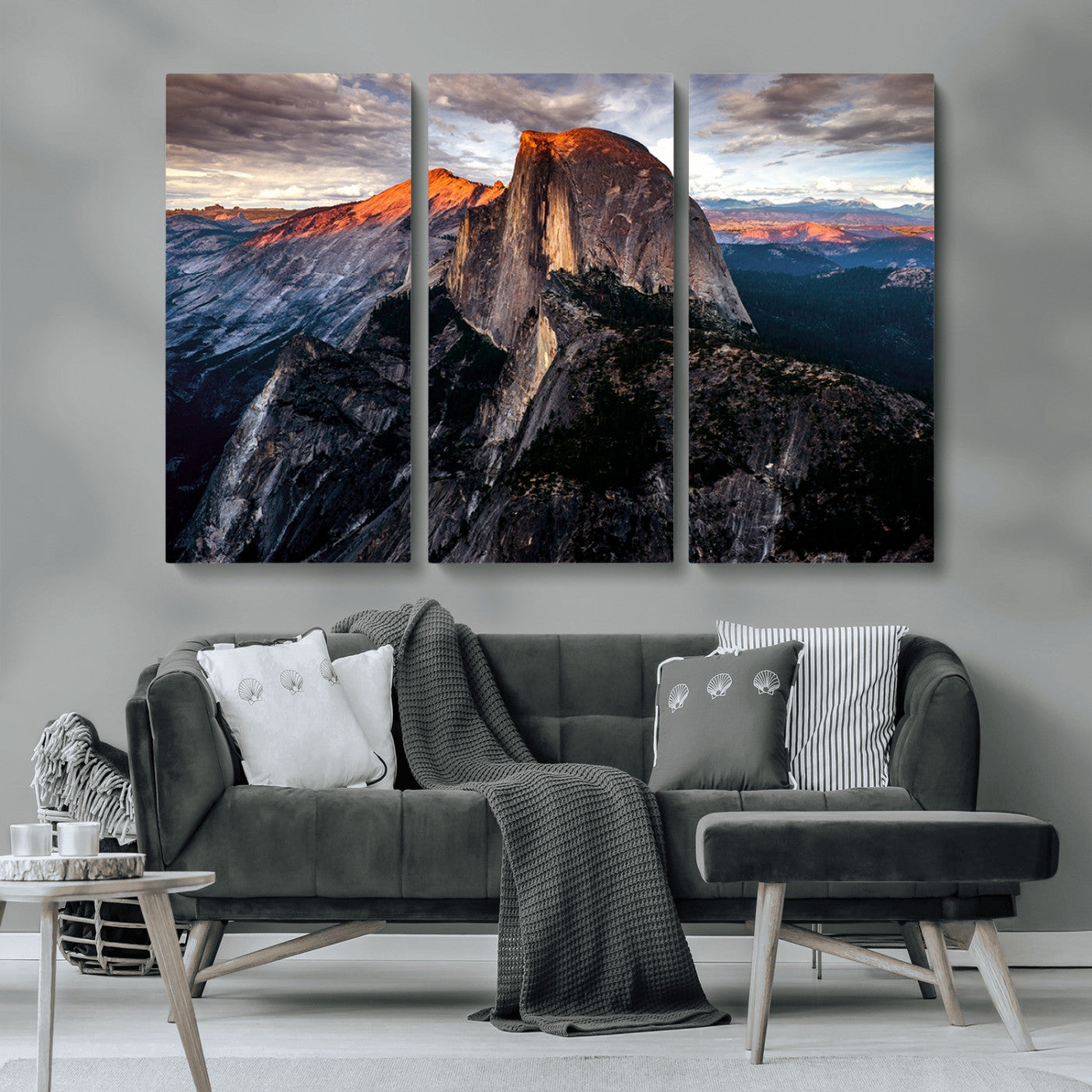 MGV-CV-48X32-3P - Half Dome Wall Art Print - Yosemite Majestic Triptych Landscape Print – National Park Nature Decor