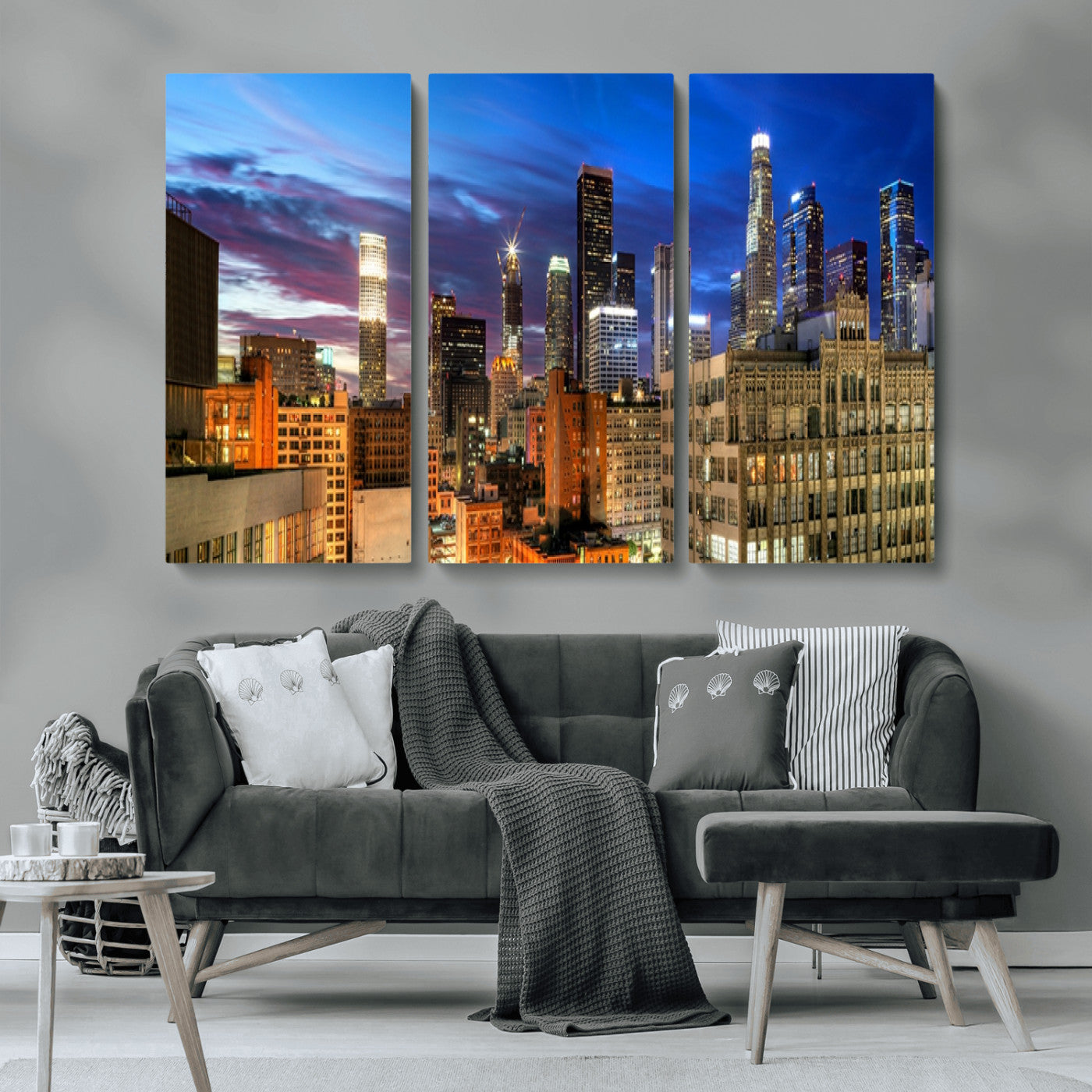 MGV-CV-48X32-3P - Los Angeles Night Wall Art Canvas Print
