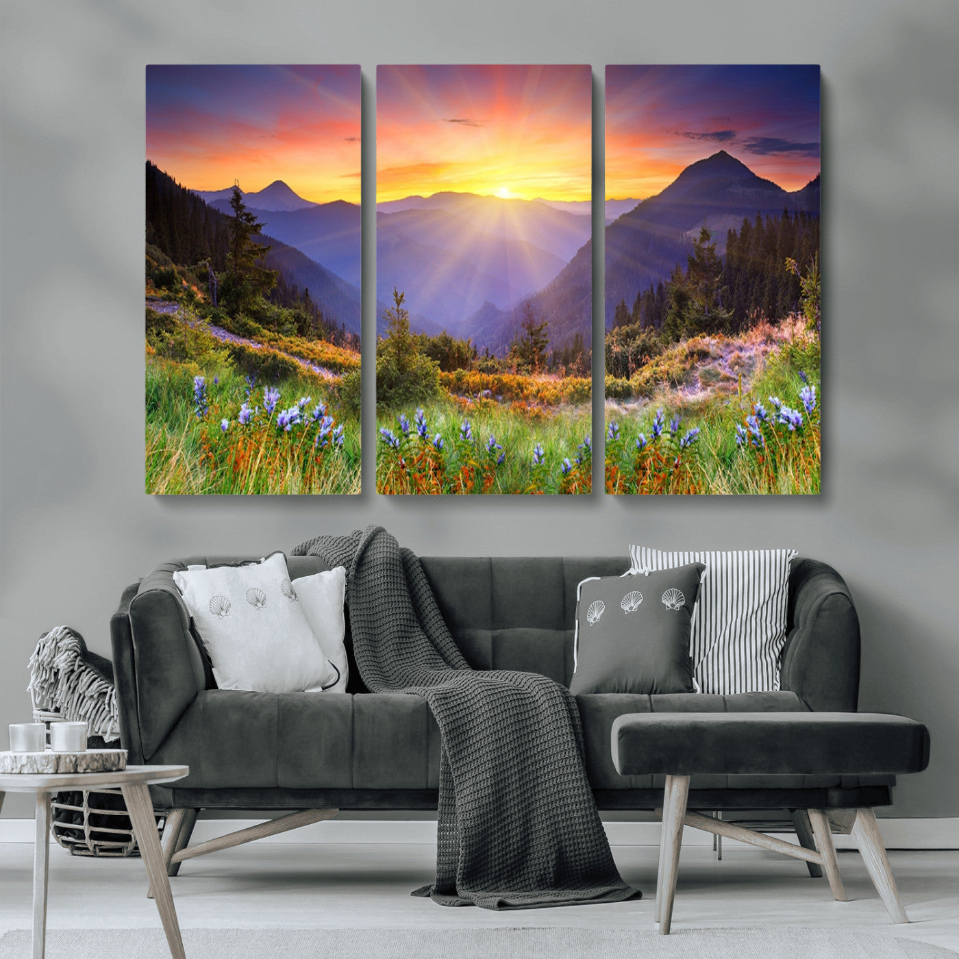 MGV-CV-48X32-3P - Mountain and Spring Wall Art Canvas Print