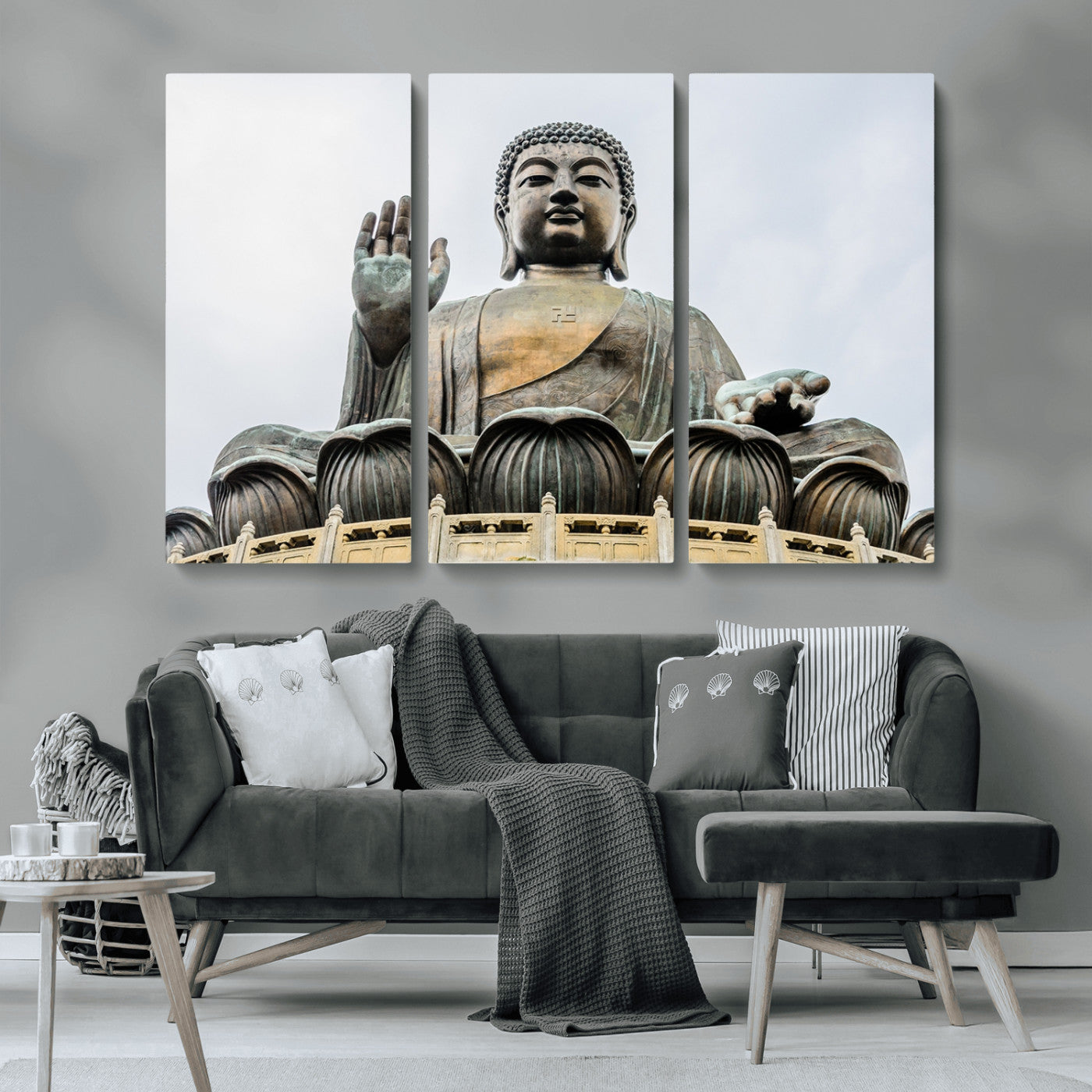 MGV-CV-48X32-3P - Buddha Statue Wall Art Canvas Print