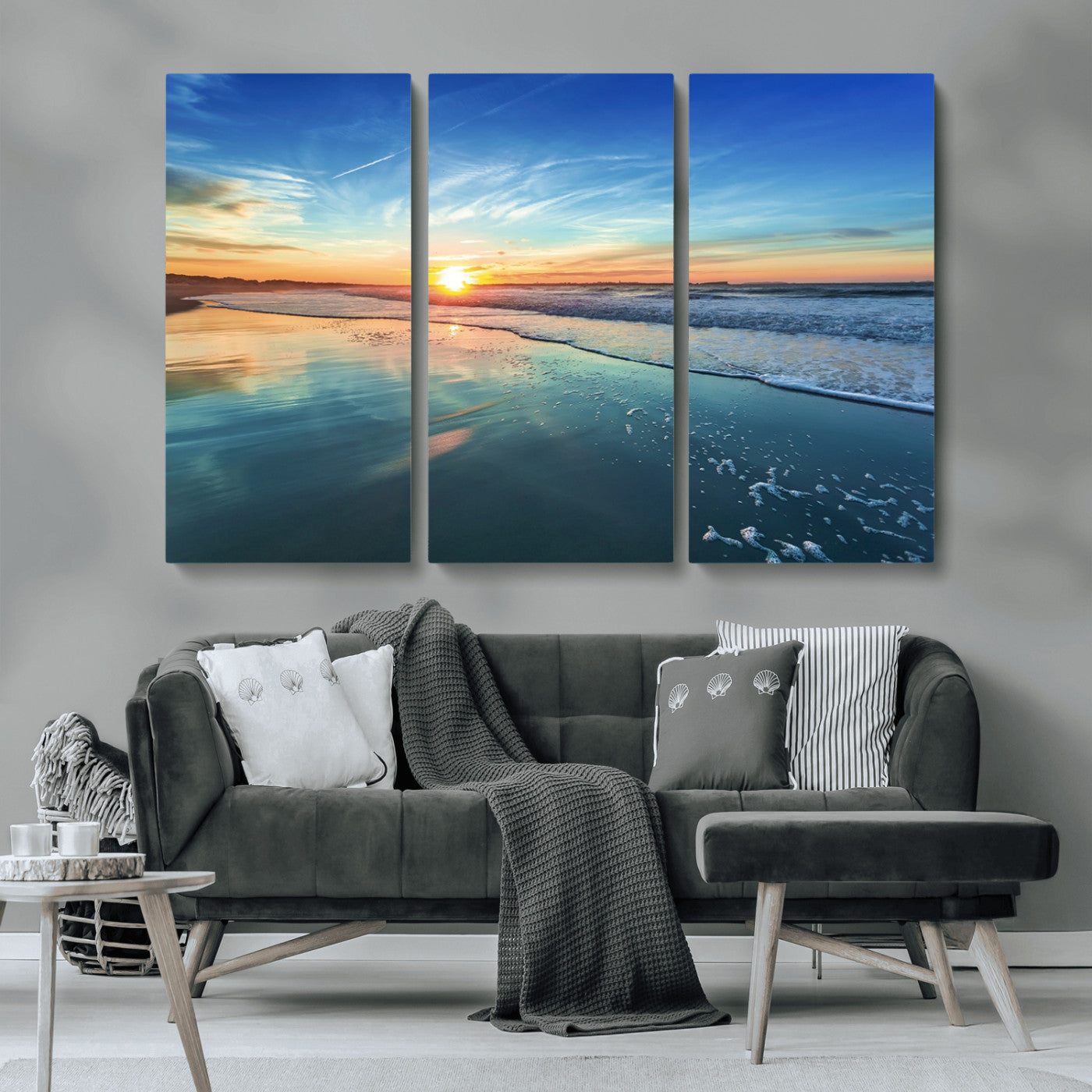 MGV-CV-48X32-3P - Blue Sky and Beach Wall Art Canvas Print