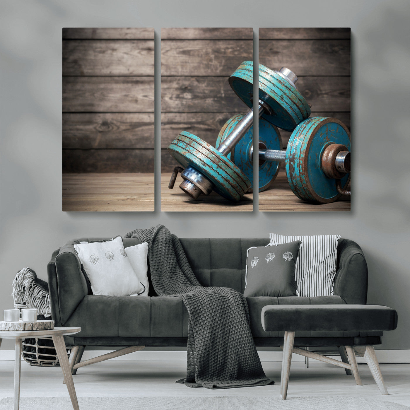 MGV-CV-48X32-3P - Dambell and Sport Wall Art Canvas Print