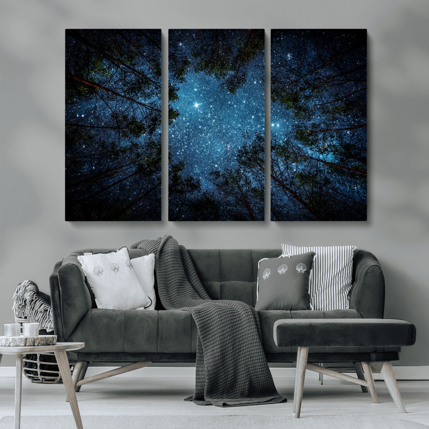 MGV-CV-48X32-3P - Forest and Stars Wall Art Canvas Print