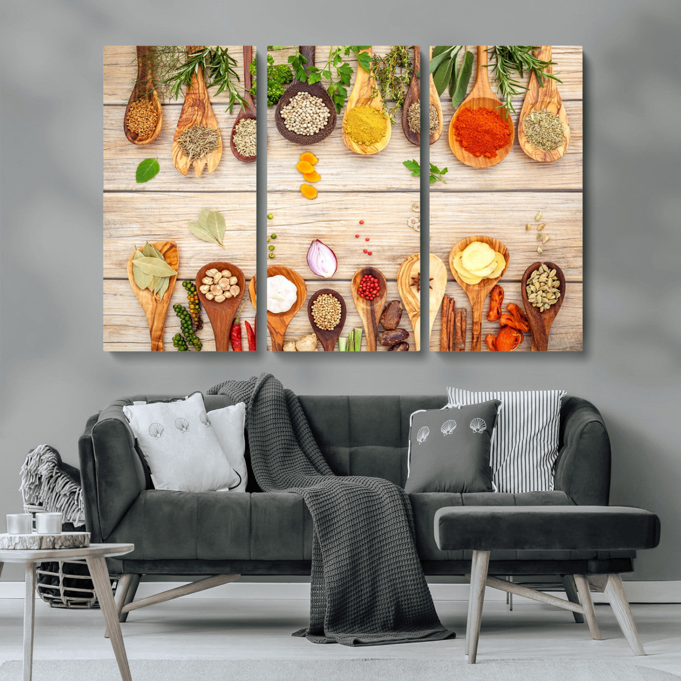 MGV-CV-48X32-3P - Kitchen Spice on the Table Wall Art, Kitchen Spice Wall Art Canvas Print