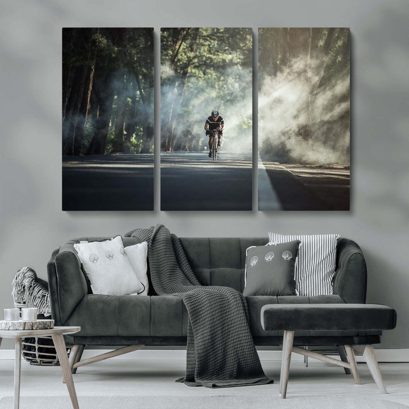 MGV-CV-48X32-3P - Cycling Road Bike in the Morning, Cycling Road Bike Canvas Print