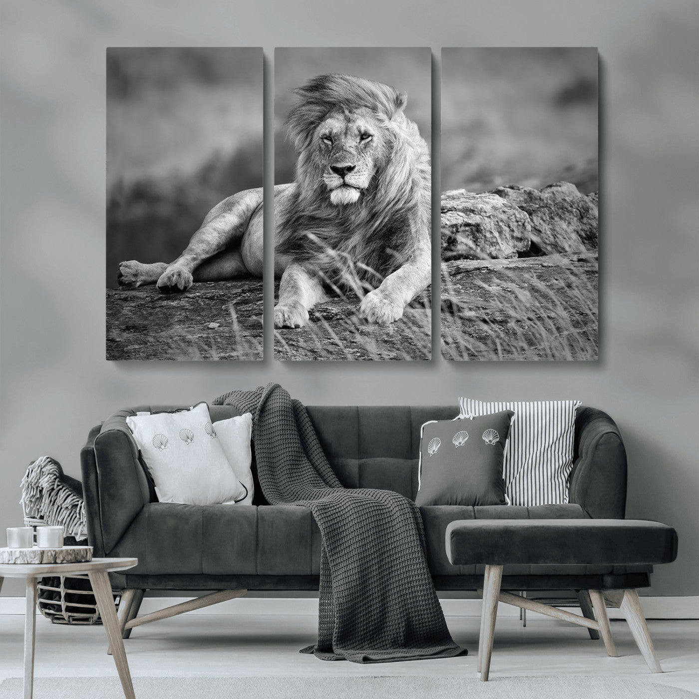 MGV-CV-48X32-3P - King of Forest Lion Wall Art Canvas Print