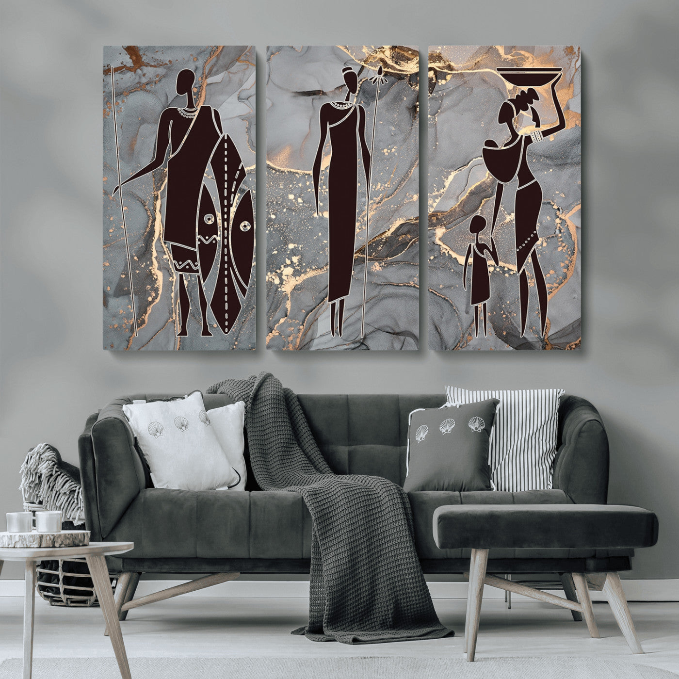 MGV-CV-48X32-3P - African American Wall Art African Women Painting Canvas Print