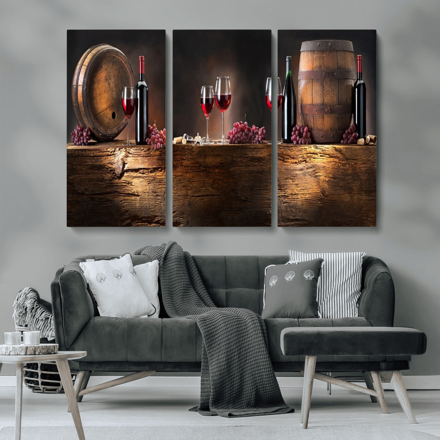 MGV-CV-48X32-3P - Wine and Barrels Wall Art Canvas Print